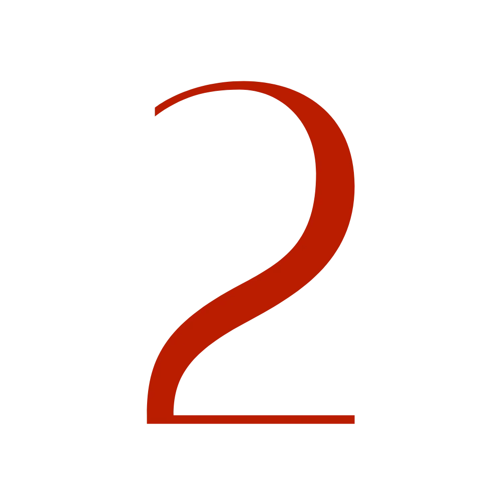 Large number '2' with a brown outline on a yellow and black background.