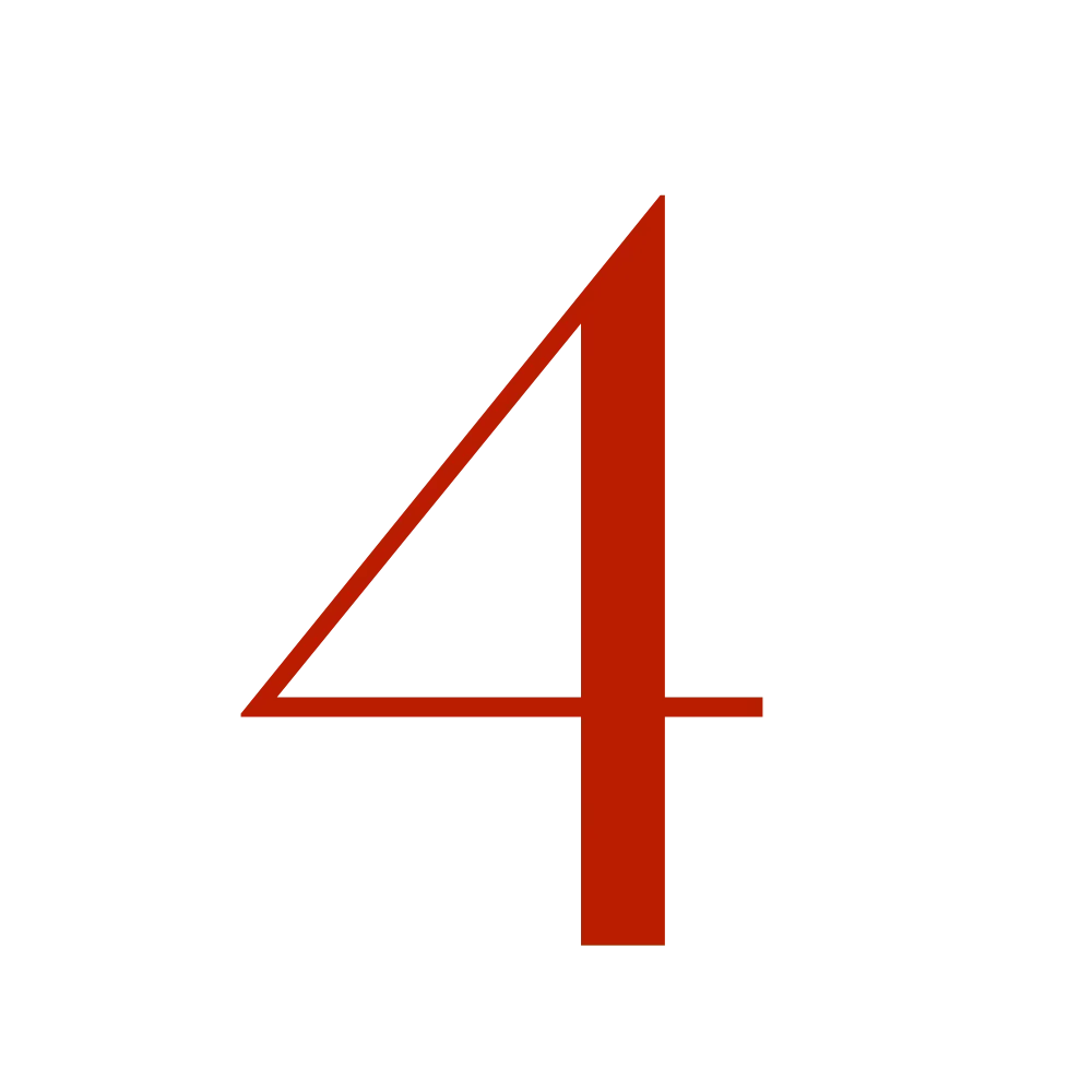 A stylized graphic with a large red number 4, a yellow rectangle, and black blocks, resembling a logo or design element.