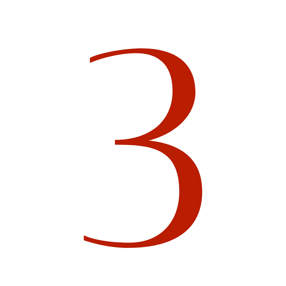 Close-up of the number 3 in red on a background with black, yellow, and white horizontal stripes.