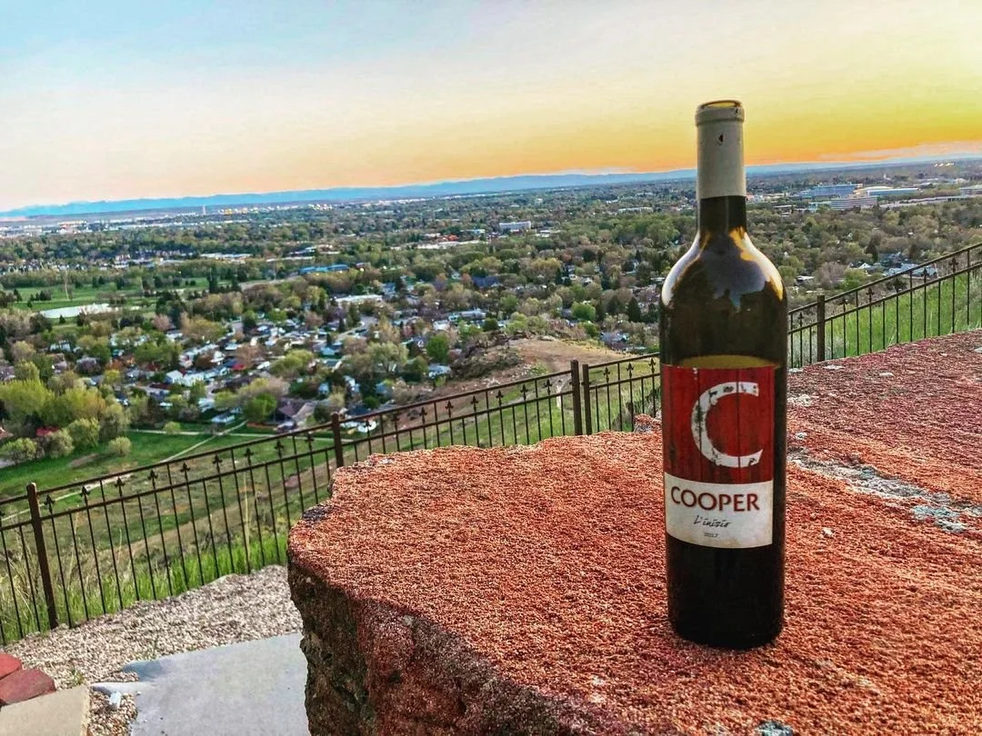 Bottle of Cooper Wine on a red rock