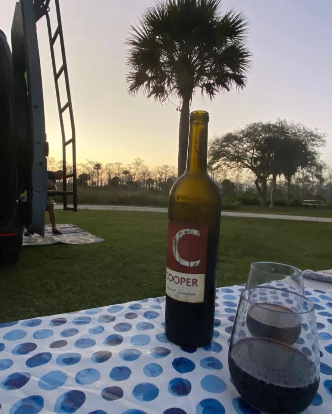 Bottle of Cooper Wine in a picnic setting