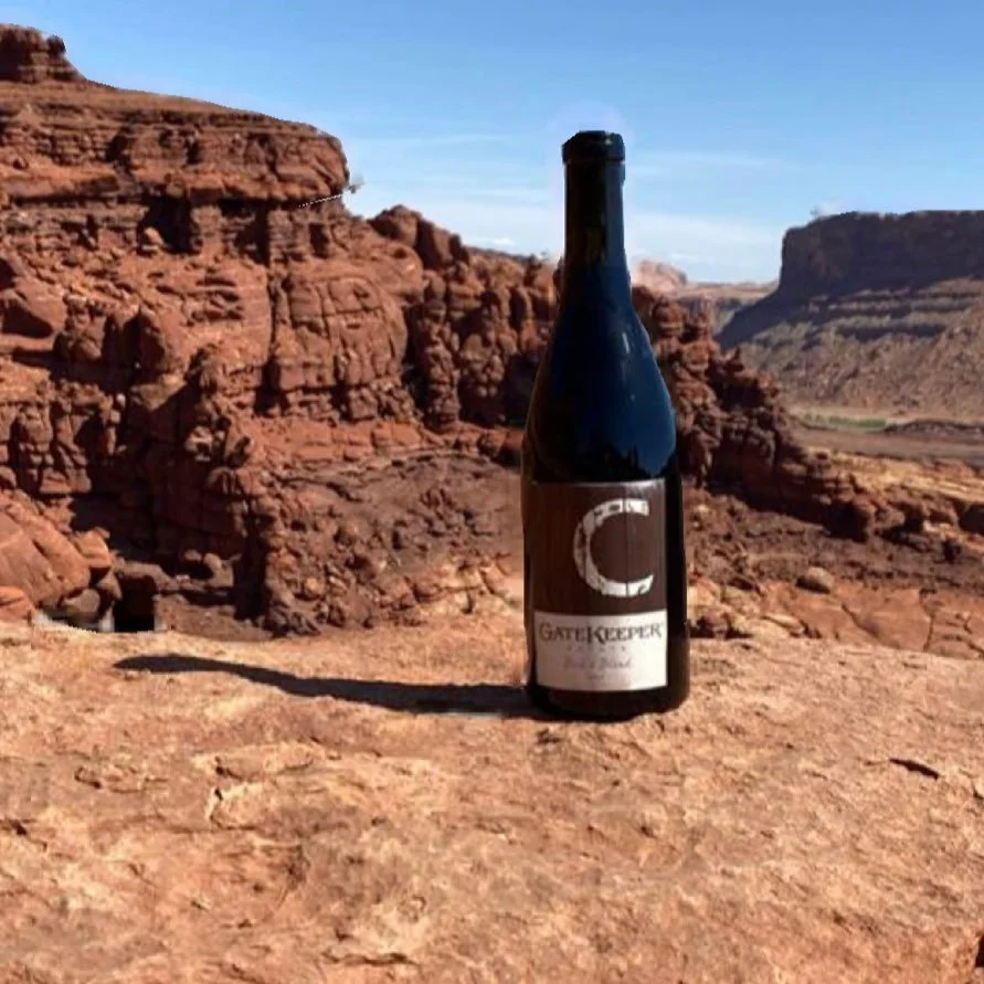 Bottle of Cooper Wine in the Moab desert