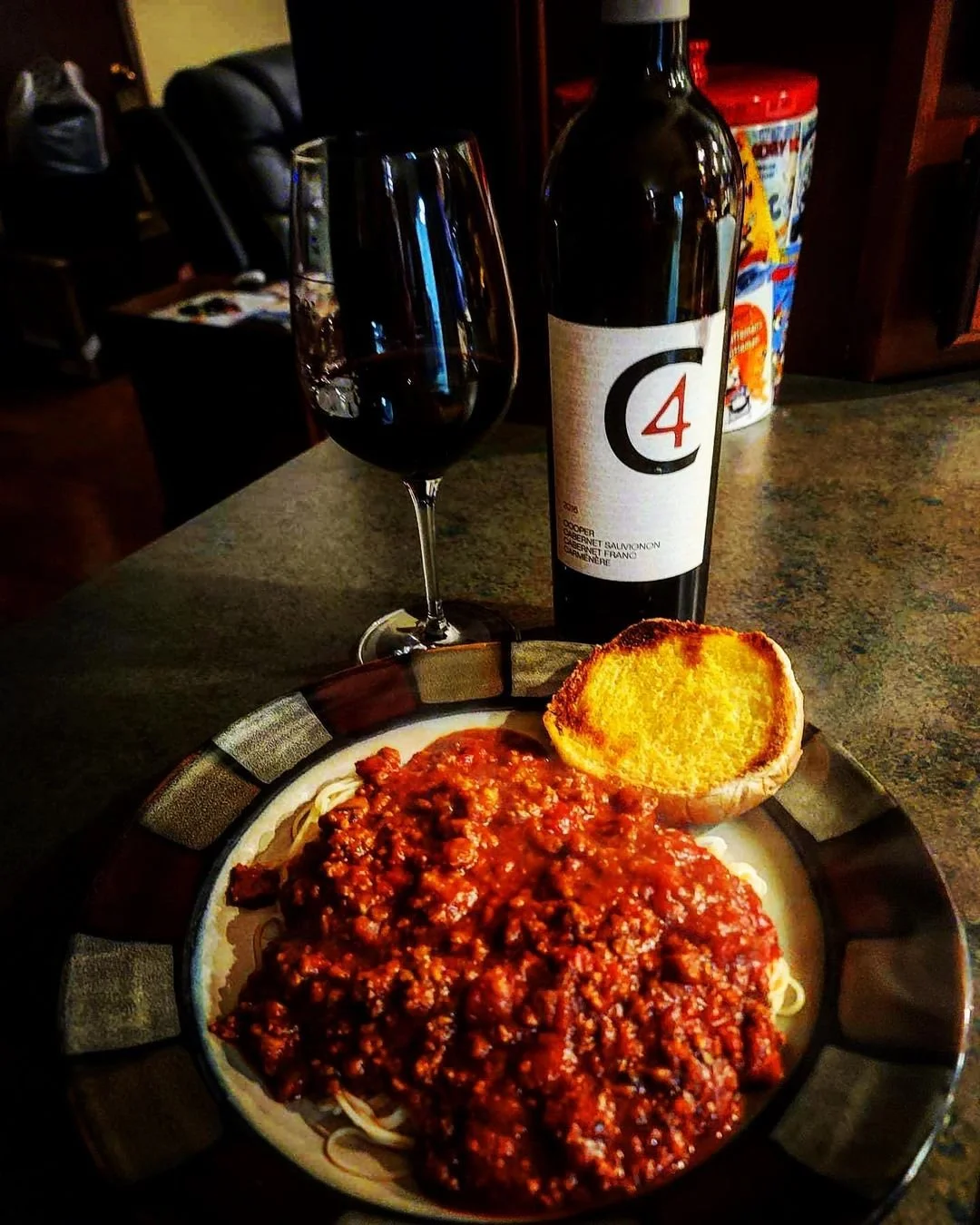 Bottle of Cooper Wine with a meal