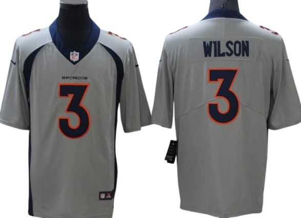 Denver Broncos #3 Russell Wilson Inverted Limited Jersey Grey —
