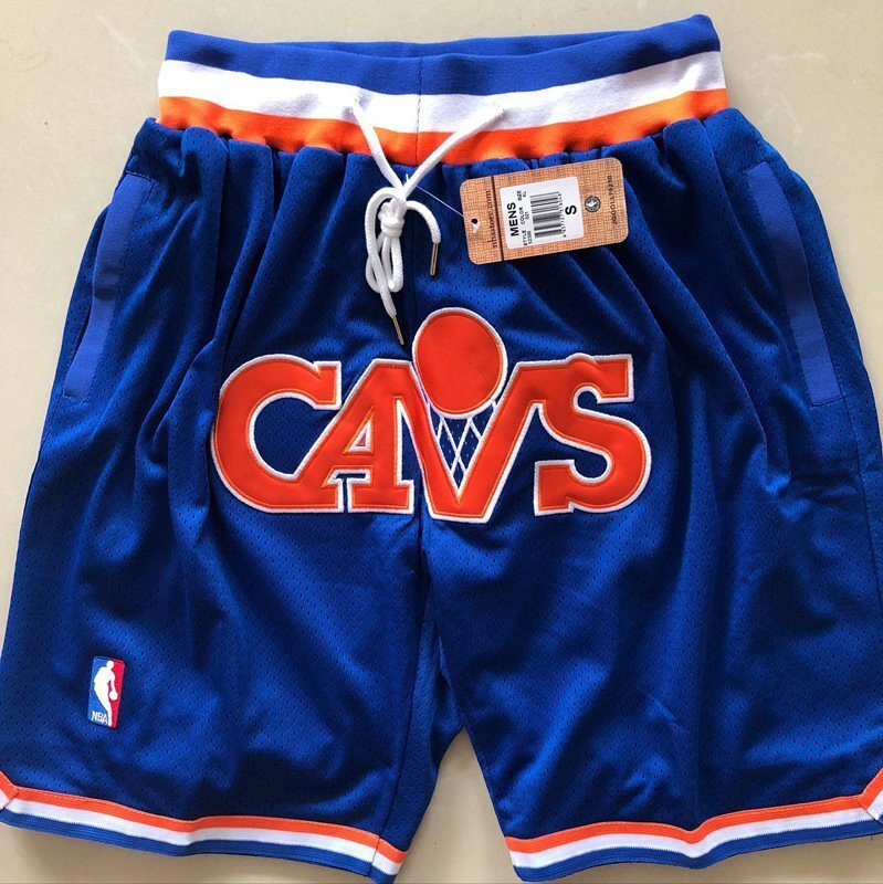 Retro 88 89 Cleveland Cavaliers Basketball Shorts Stitched Blue 