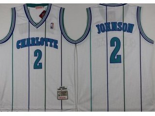 Retro Larry Johnson #2 Charlotte Hornets Basketball Jersey Stitched 