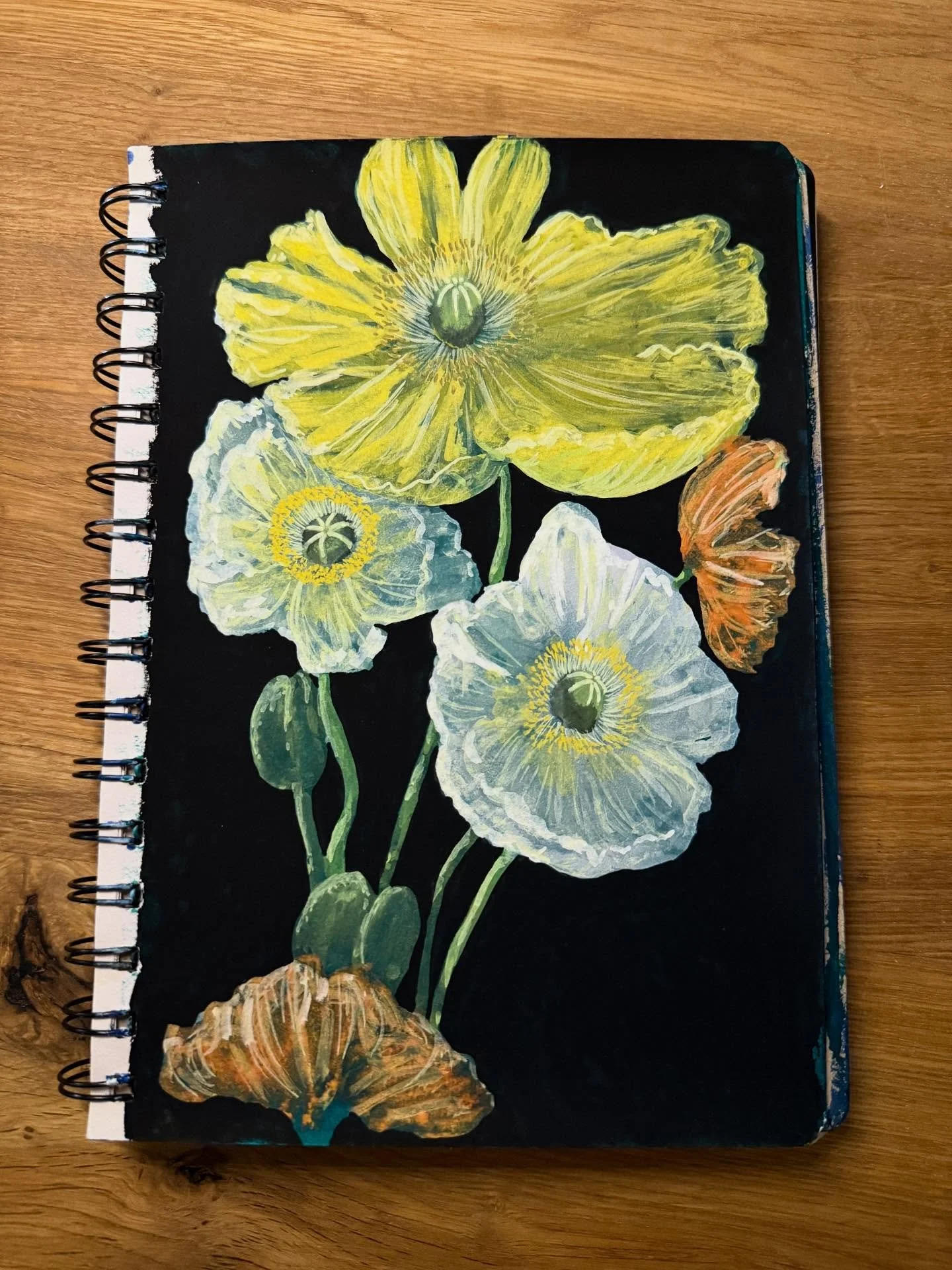 Poppies 🌸 
I resisted the urge to do black outlines 😅 This marks the second last page of my sketchbook 🥹 #poppies #flowerstagram #artist #flowers