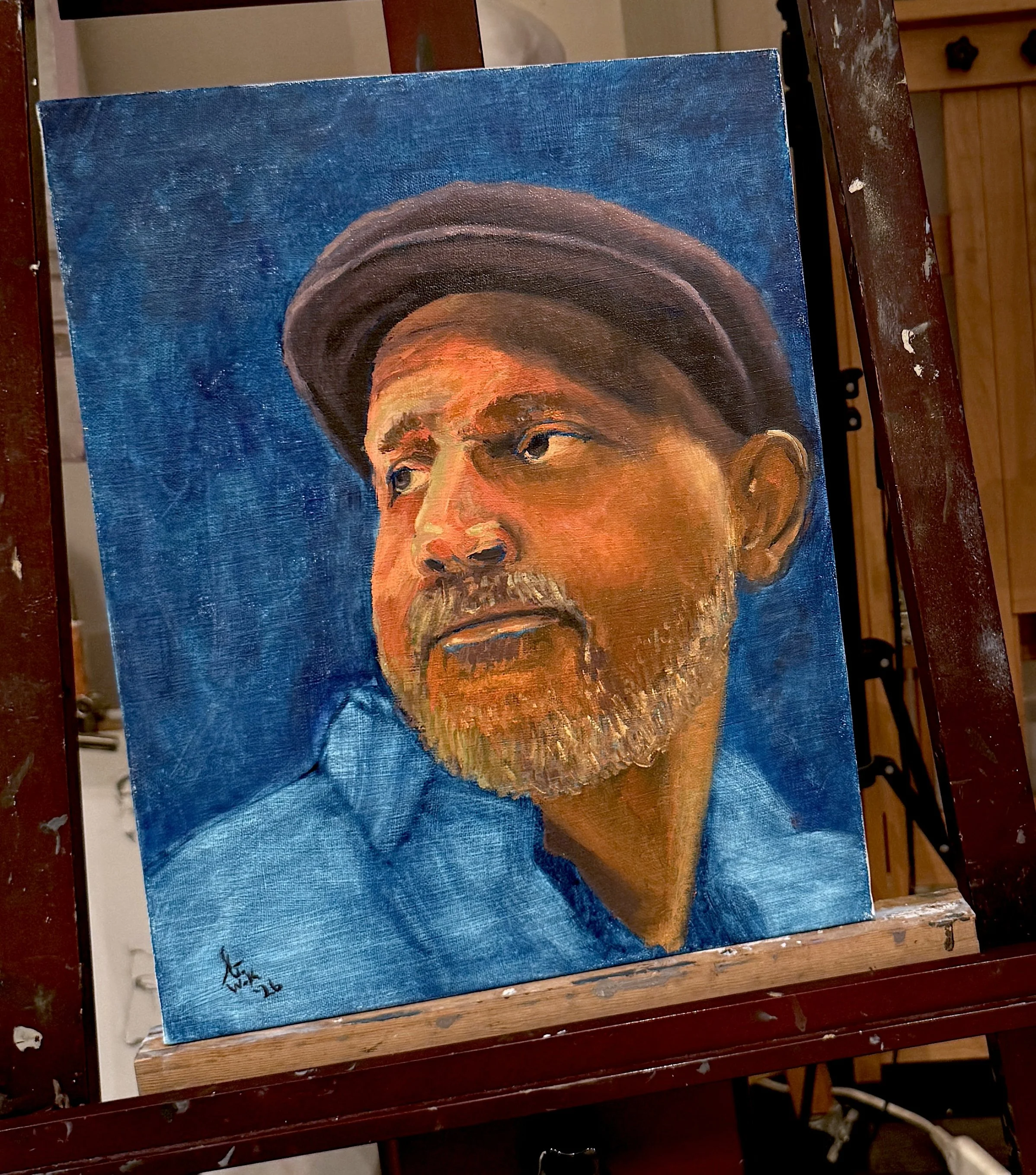 Self-Portrait in Orange and Indigo (Ikkikai Exhibition)