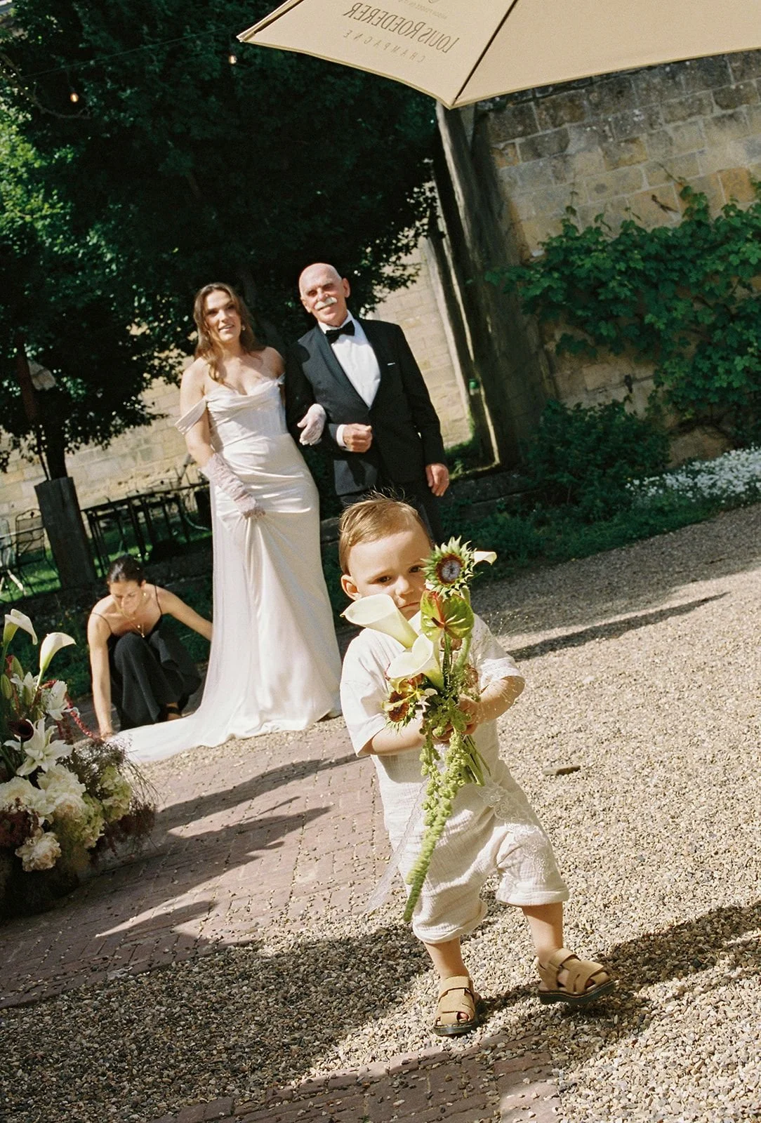 Bride enters ceremony at Chateau Neercanne wedding