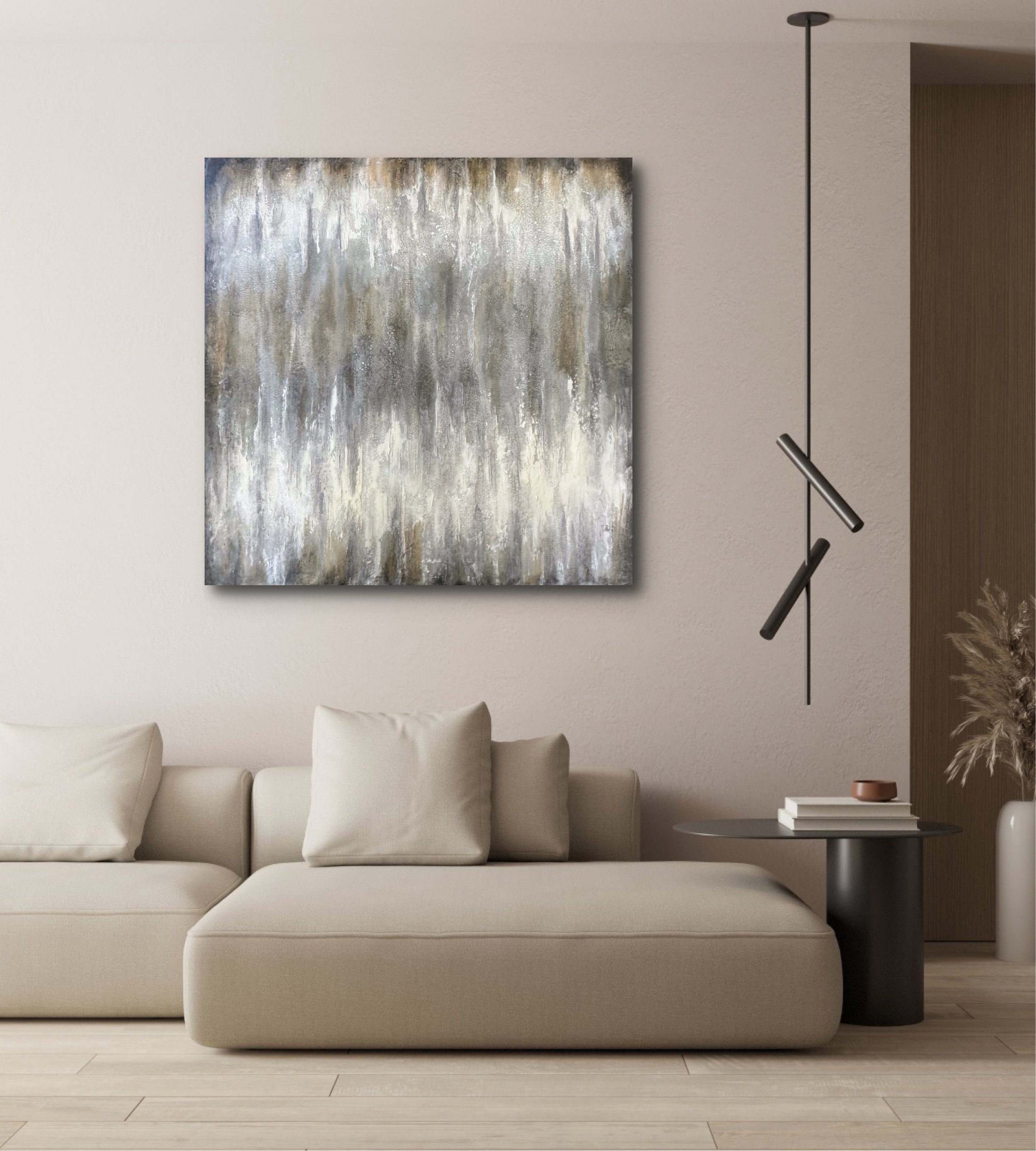 "GREY SILENCE" - Enkaustik-Mixed-Media auf Holz - 80 x 80 cm - Preis auf Anfrage