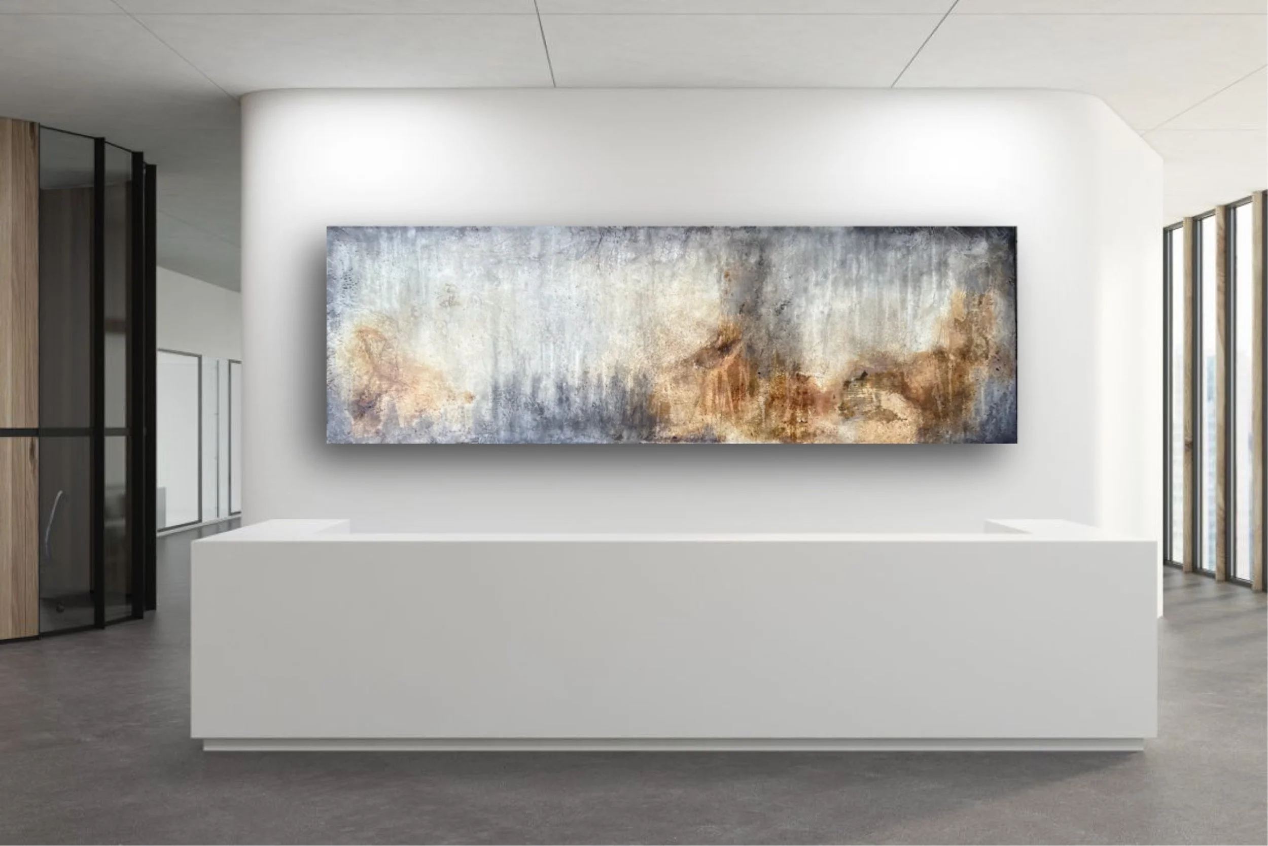 "LUNAR FIELD" - Enkaustik-Mixed-Media auf Holz - 50 x 150 cm - Preis auf Anfrage