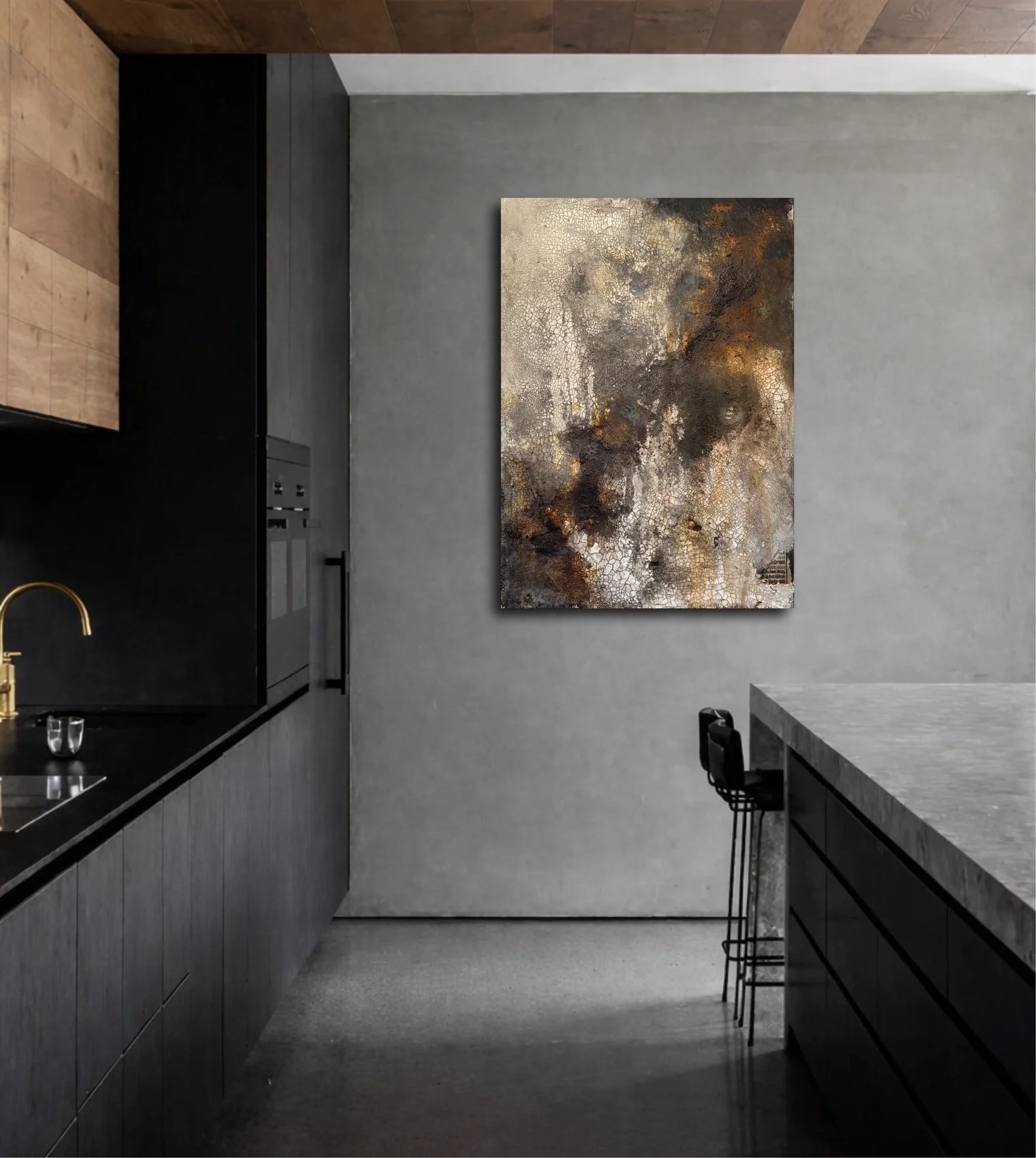 "ASCHE-REGEN" - Mixed-Media-Enkaustik auf Holz - 50 x 70 cm - Preis auf Anfrage