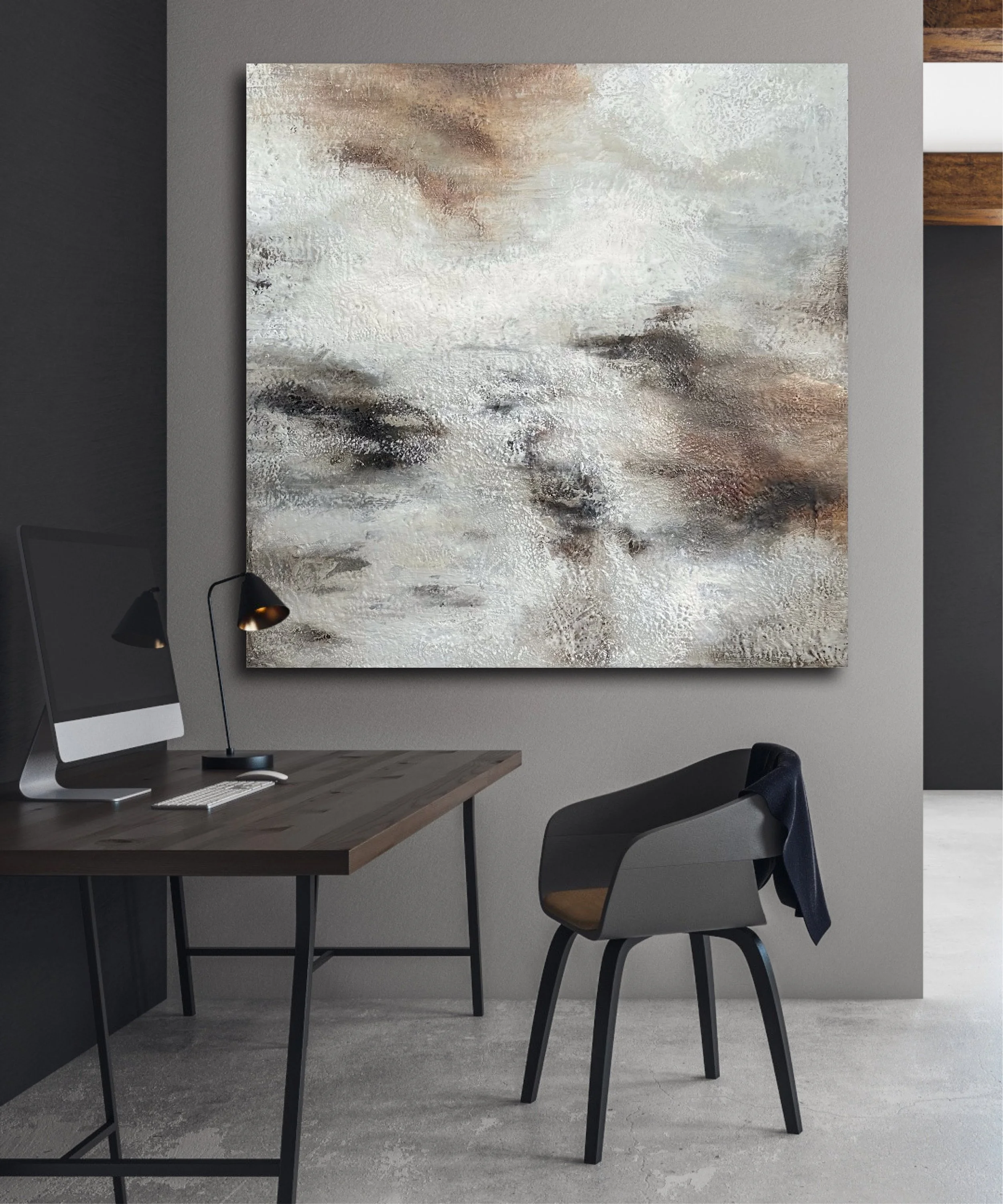 "ABSTRACT LANDSCAPE" - Enkaustik-Gemälde auf Holz - 80 x 80 cm - Preis auf Anfrage