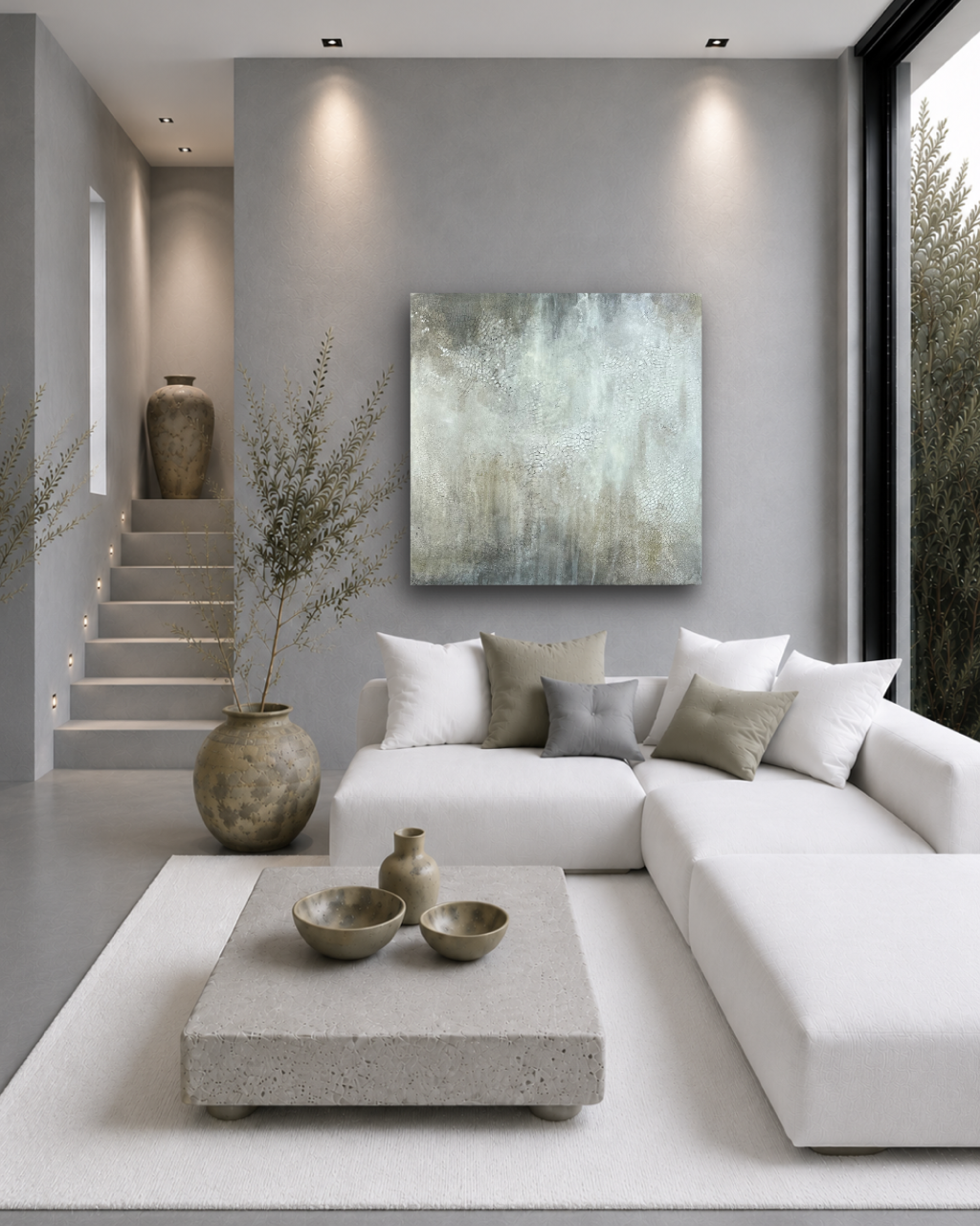 "GREY SILENCE II" - Enkaustik-Mixed-Media auf Holz - 80 x 80 cm - Preis auf Anfrage