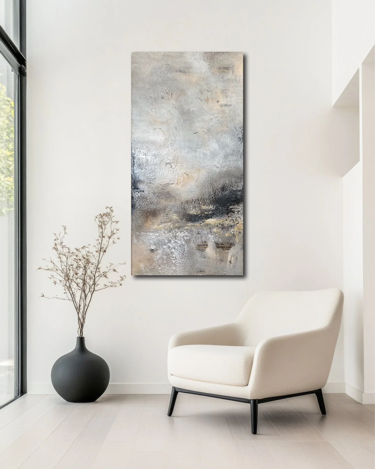 "SPUREN IM NEBEL" - Enkaustik-Mixed-Media auf Leinwand - 50 x 100 cm - Preis auf Anfrage