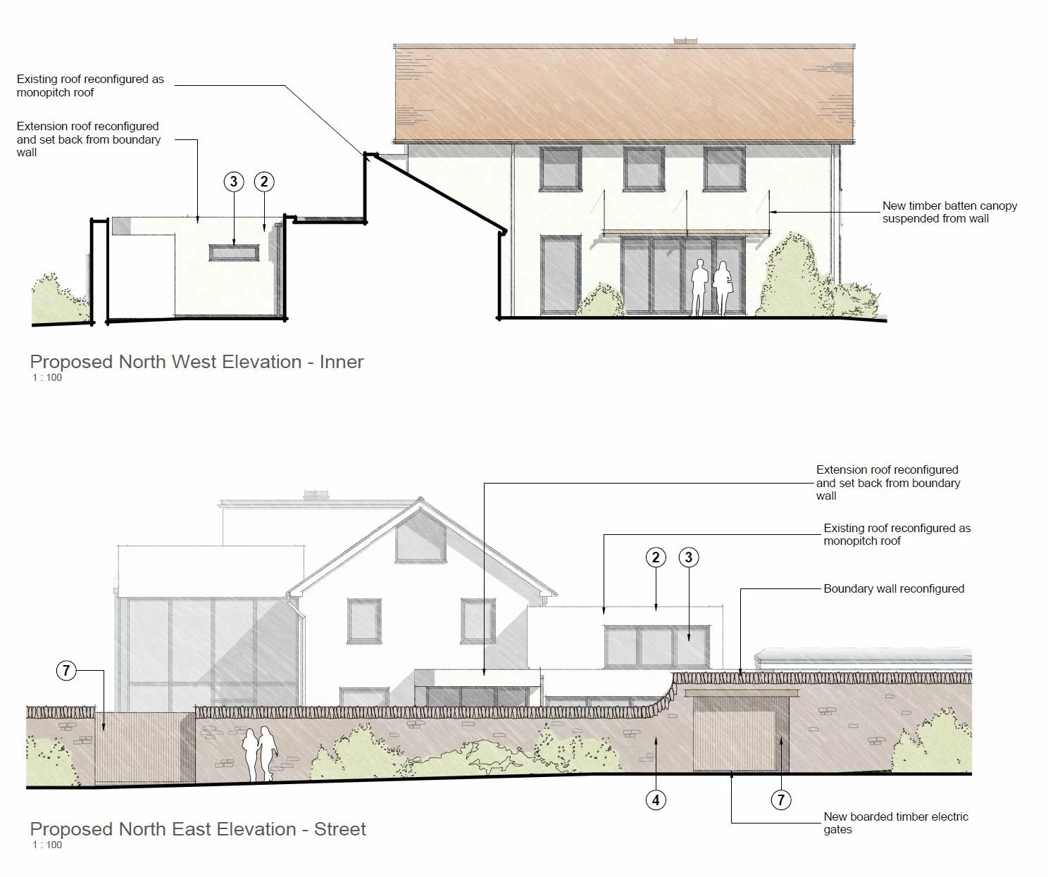 Proposed architectural elevations submitted for planning approval.