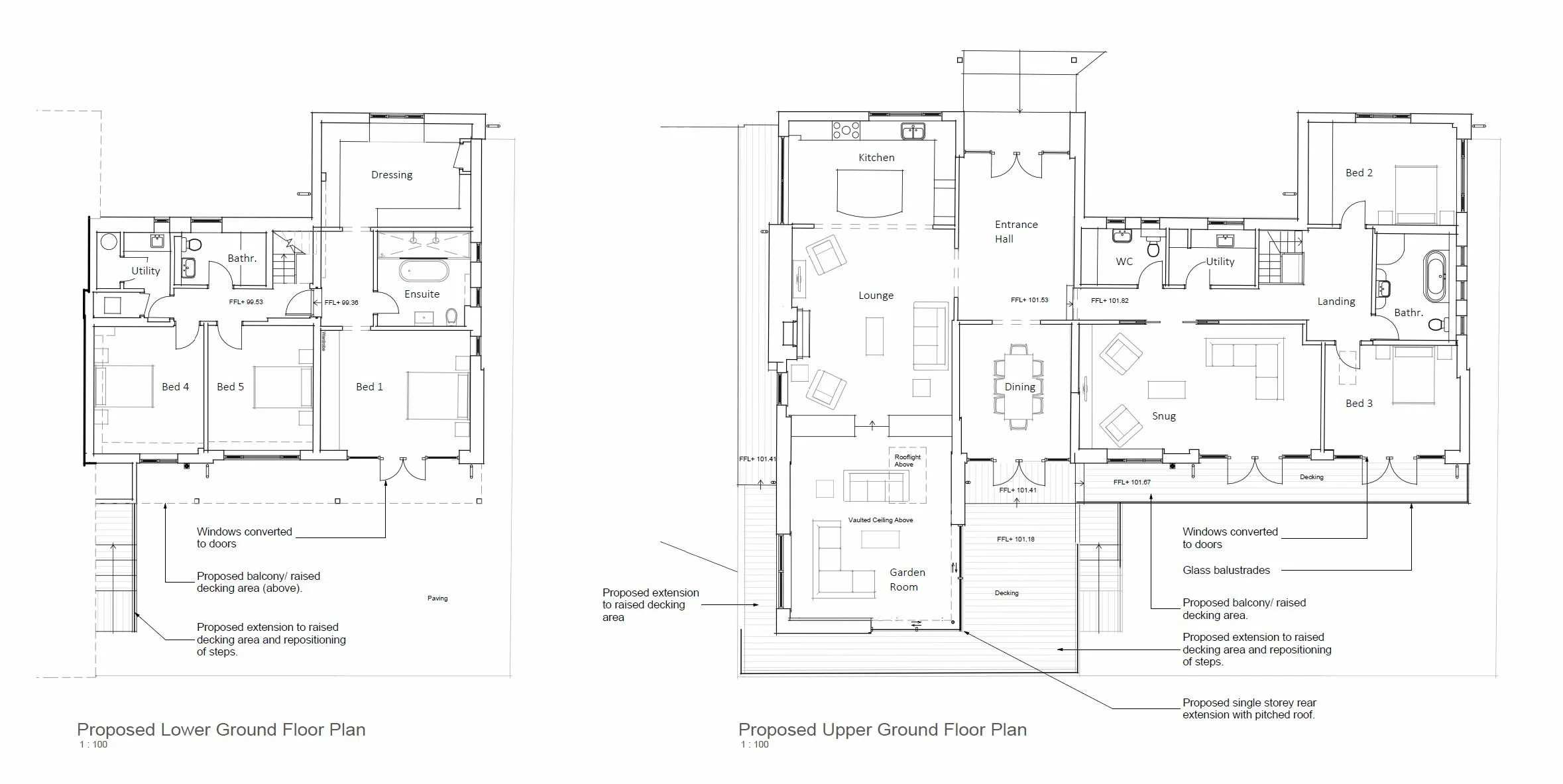 Proposed floor plans for planning approval