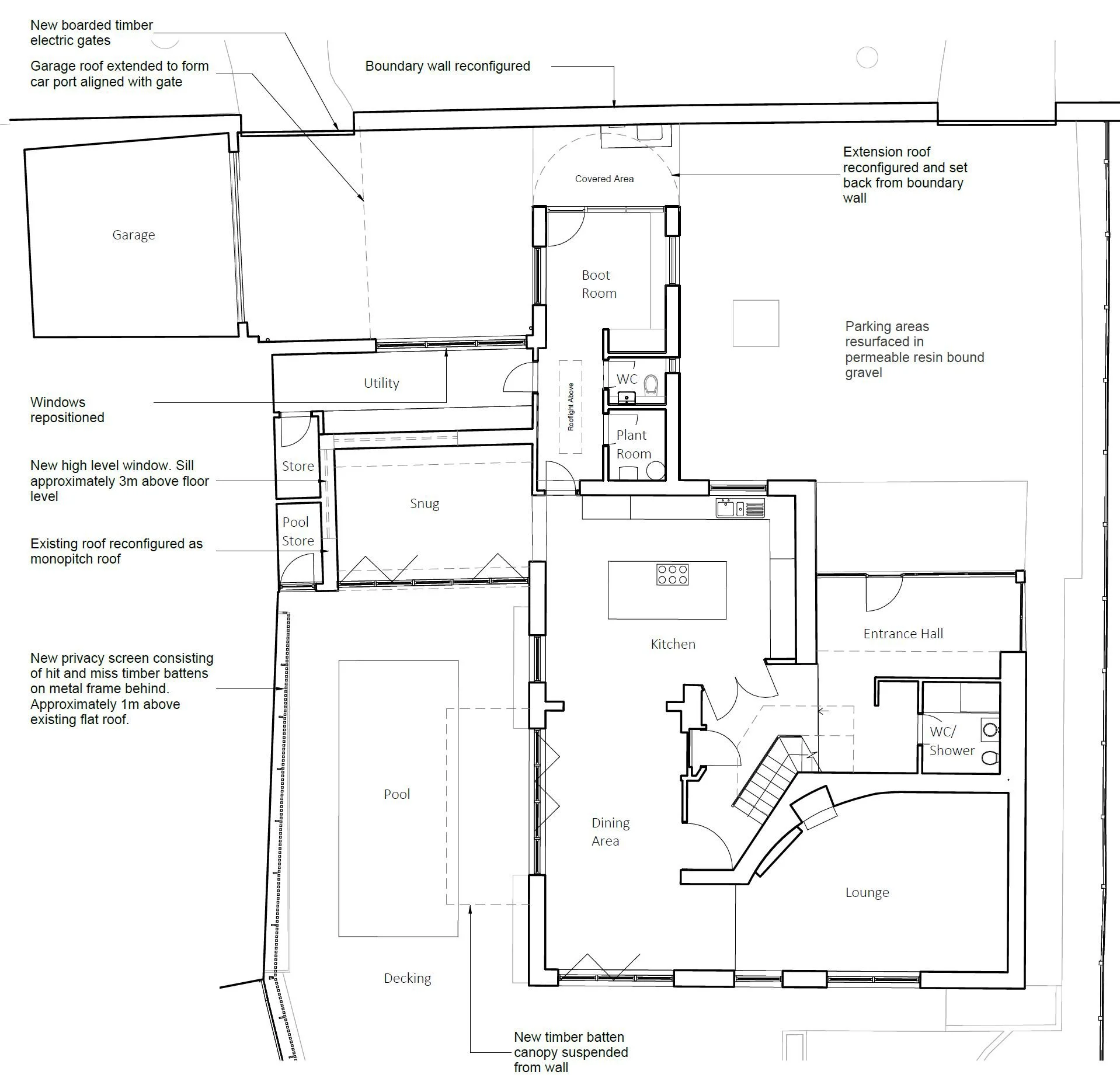 Reconfigured ground floor layout optimizing functional space for boot room and utility areas.