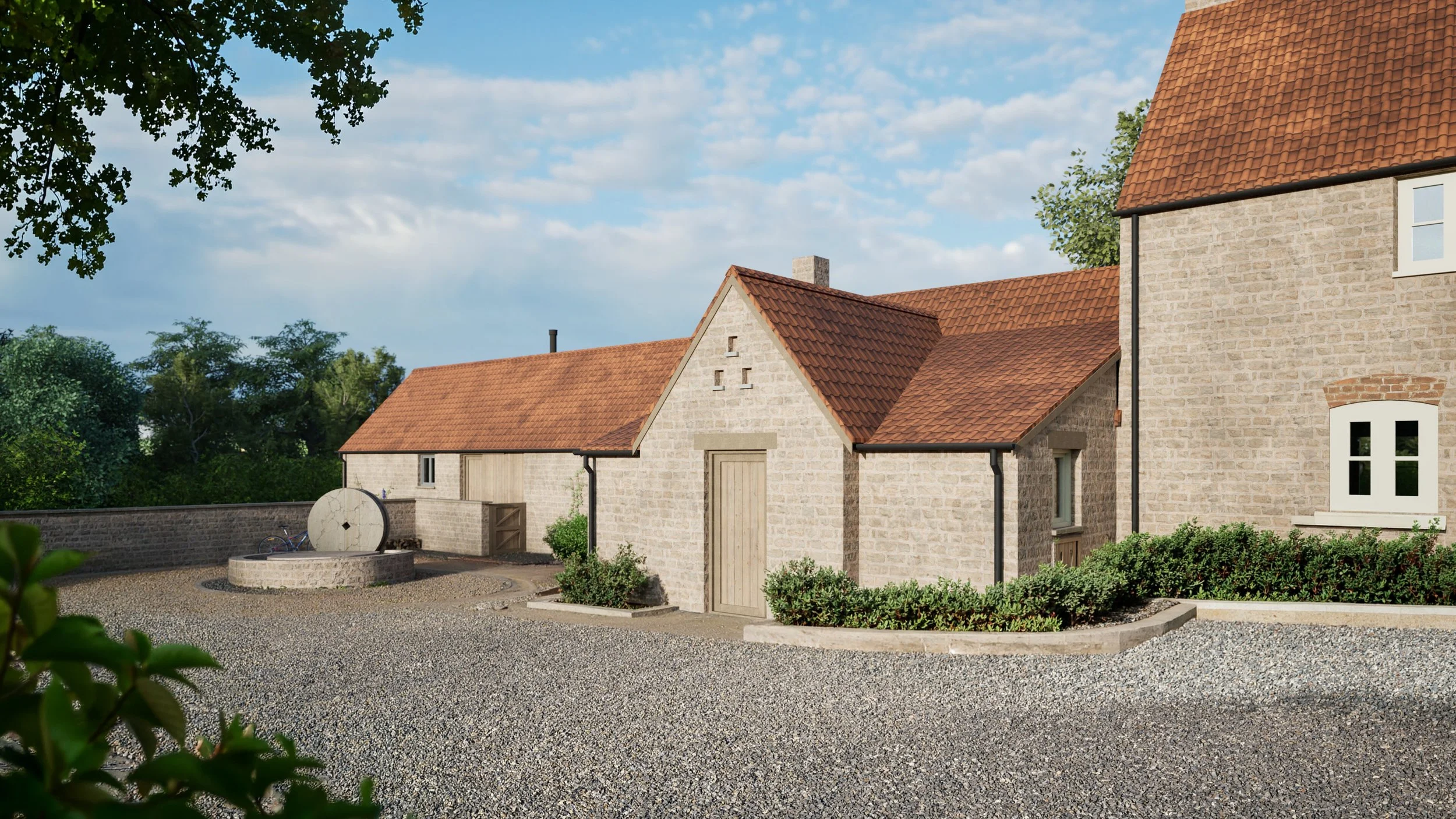 The completed courtyard boot room entrance with the new annexe behind.