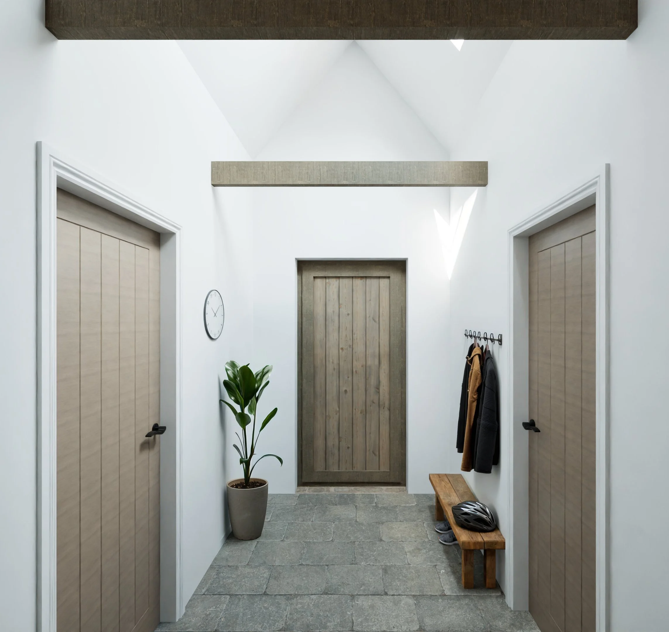 The new vaulted boot room extension offers practical utility storage.