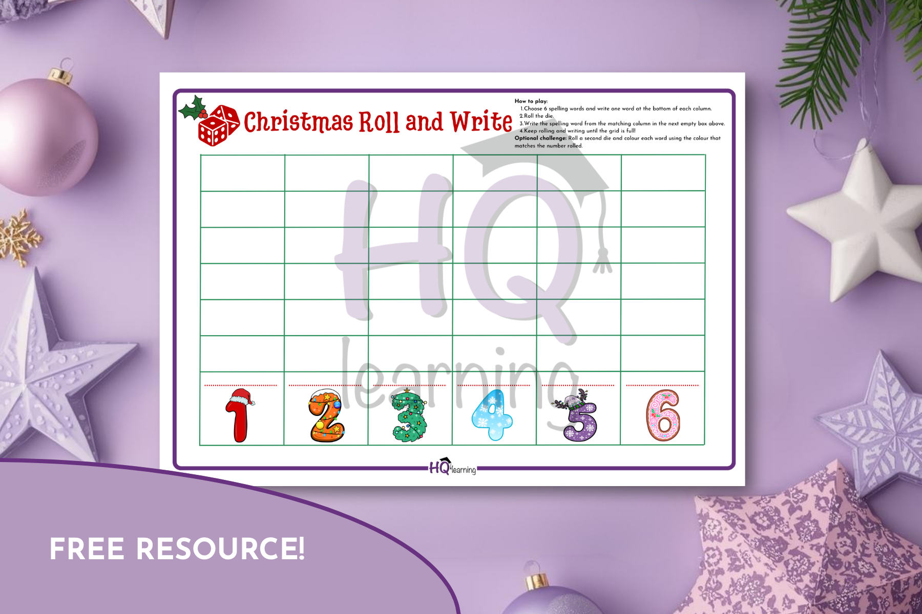 Christmas Roll and Write