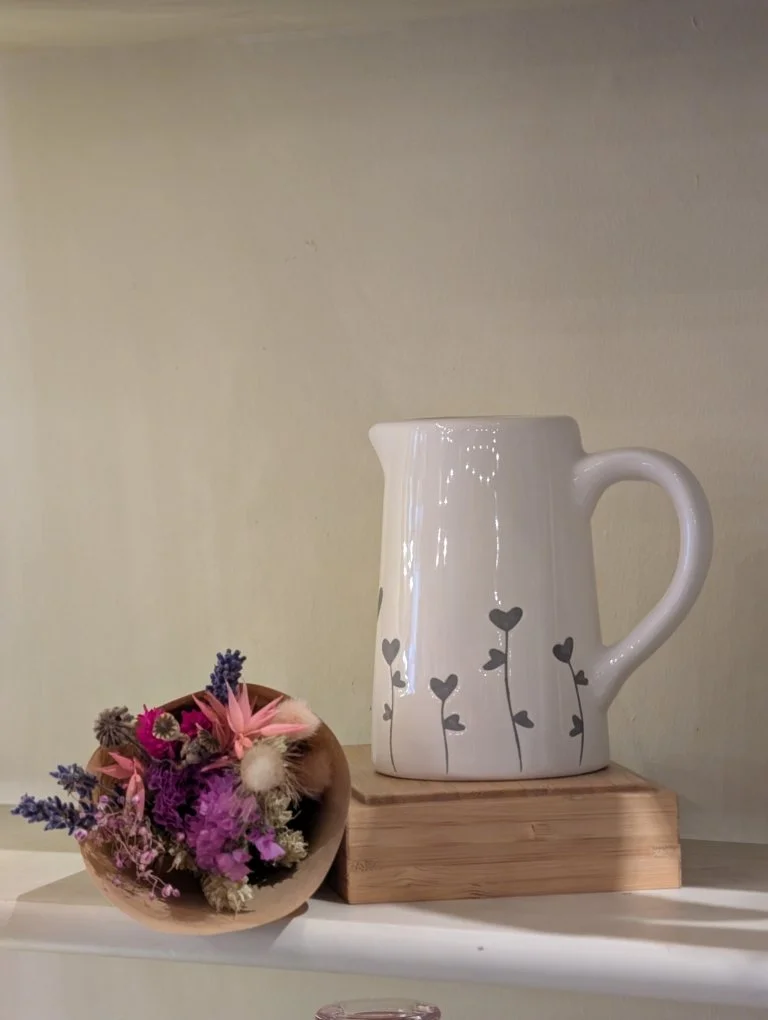 grey heart flower jug