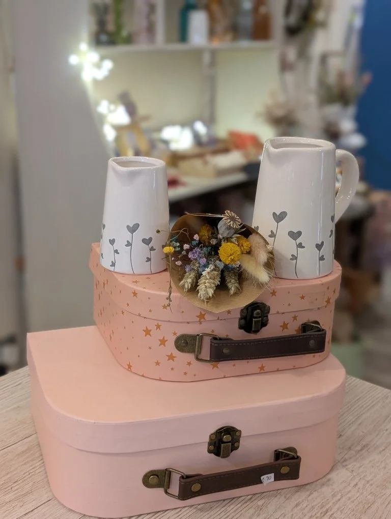 grey heart flower jug