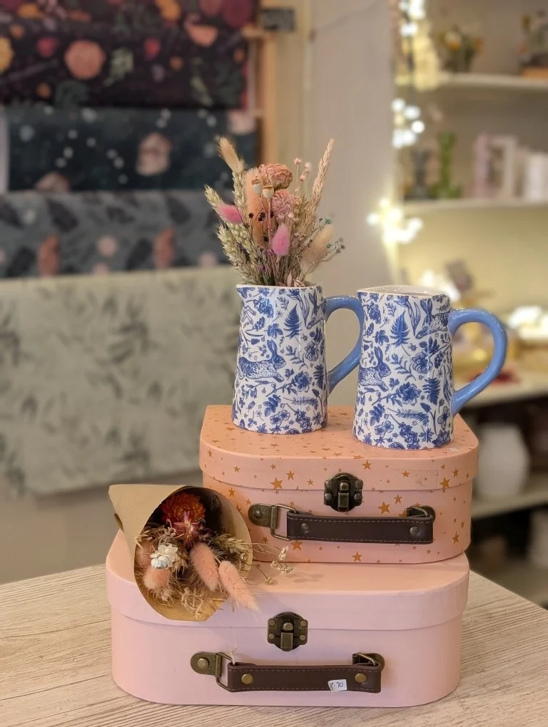 Blue Hare Vase, medium, with Dried Flowers