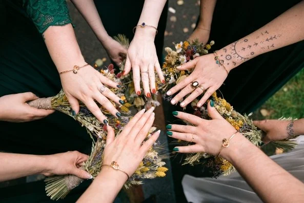 Dried wedding flowers with a summer meadow vibe, for a wedding at Kinlochard in The Trossachs, Scotland