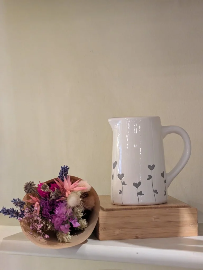 grey heart flower jug