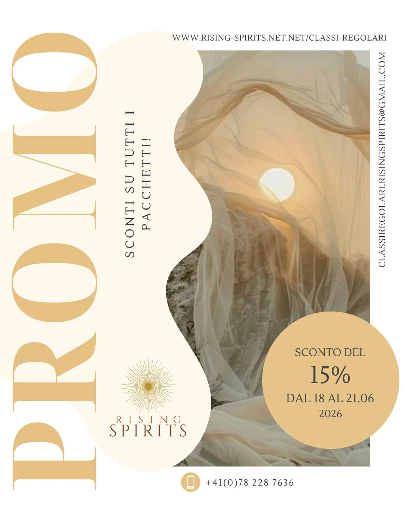 SCONTO SPECIALE SOLSTIZIO!
Solo dal 18 al 21 giugno, sconto del 15% su tutti i carnet di classi regolari. 

☀️ Classi a Cureglia, Pregassona, San Bernardino, Melide e Mendrisio. 
☀️ Yoga, meditazione, gong e rilassamento profondo.
☀️ Sconto extra del