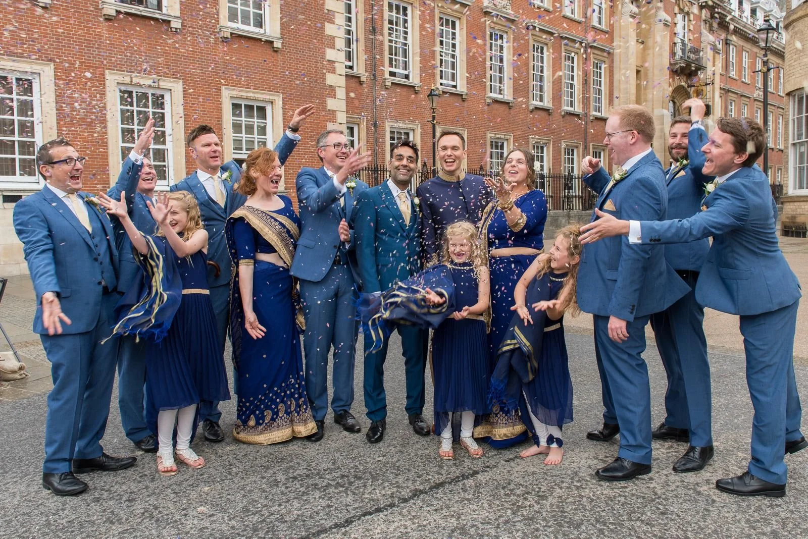 Wedding party pictured celebrating outside The Grand Hotel in York