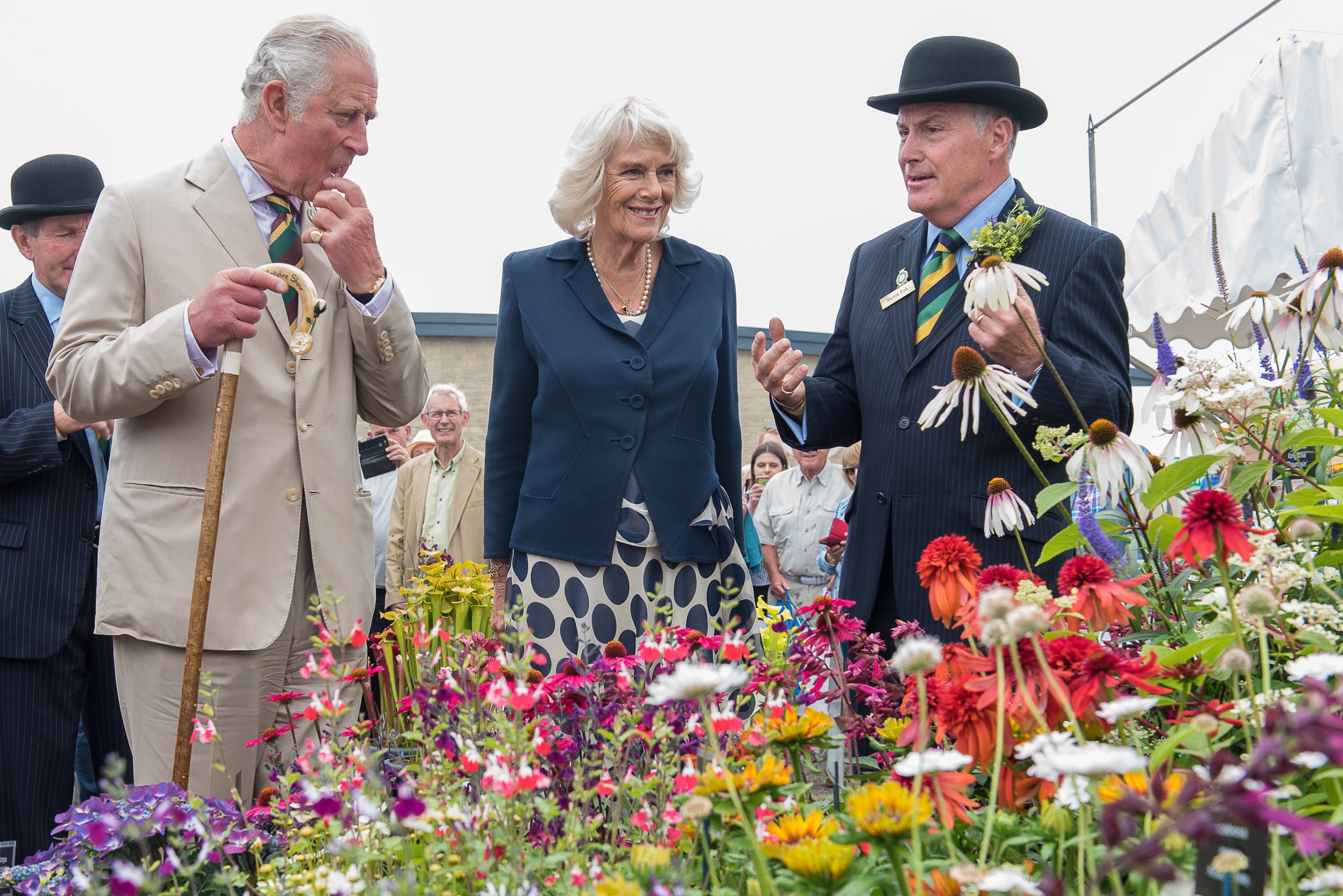 King Charles and Queen Camilla admire flowers at the Great Yorkshire Show