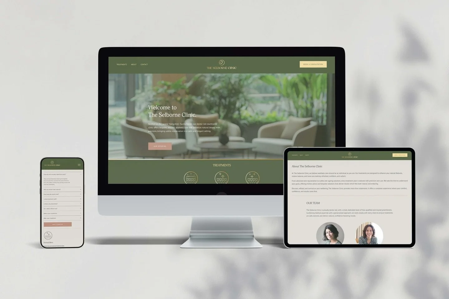 Project Launch - The Selborne Clinic 
Just launched, the new Squarespace website for The Selborne Clinic. A doctor-led aesthetics practice offering safe, professional treatments. 
The aim was to develop a calm, welcoming online space that communicate