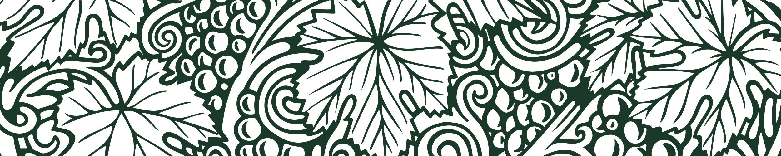 Black background with green abstract floral and leaf patterns.