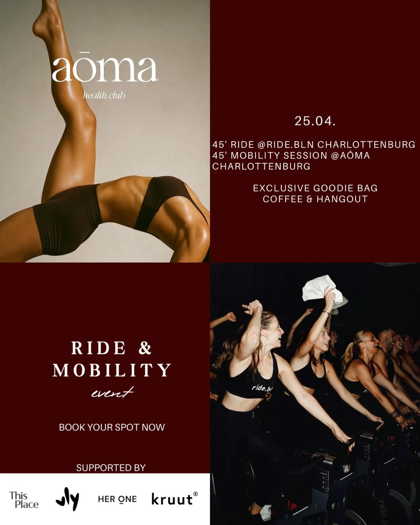 RIDE &amp; MOBILITY 25.04 13:00 
together with @aoma.healthclub 
#workout #berlin #event