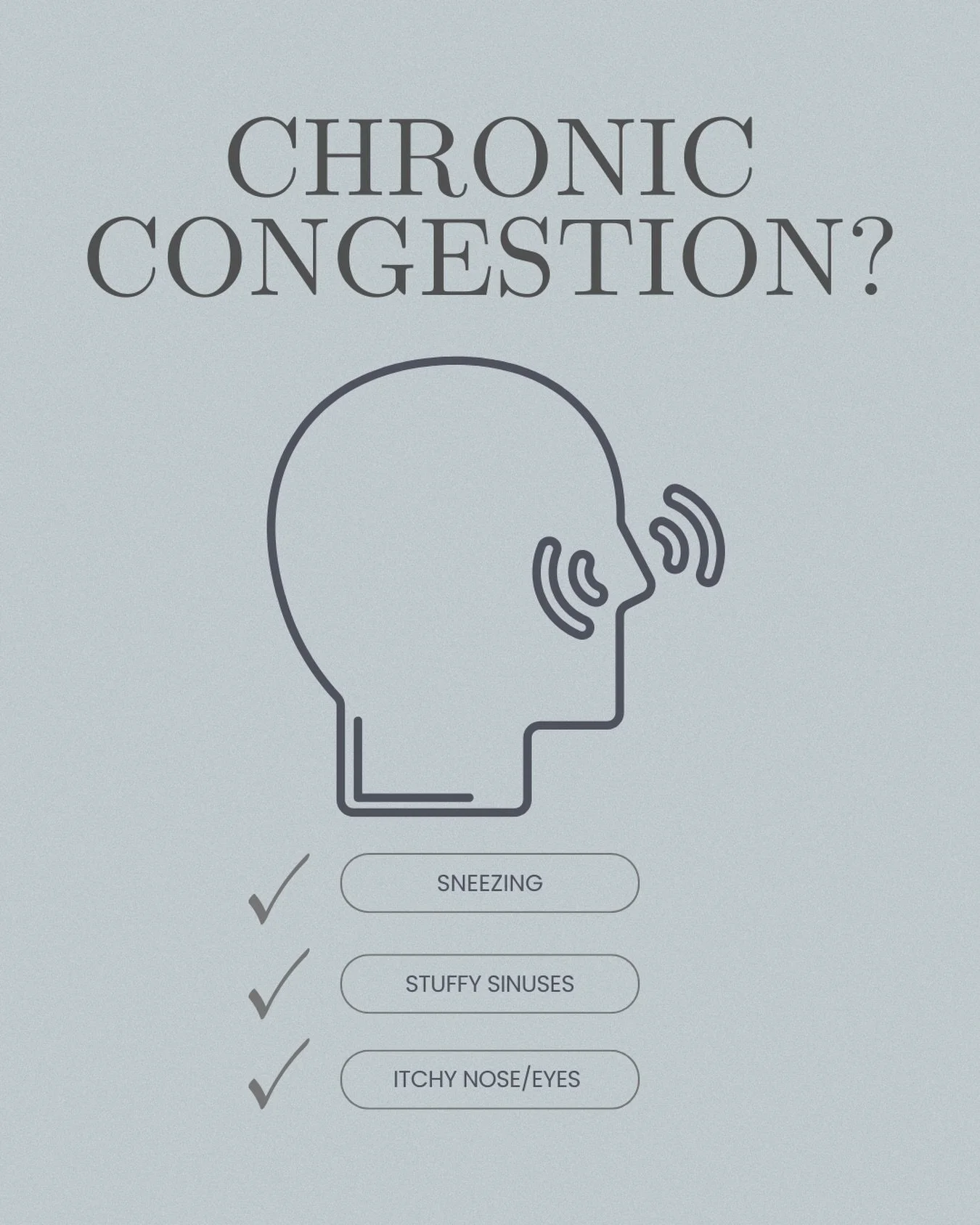 Chronic congestion that just won&rsquo;t go away? 🤧
It might not be a lingering cold &mdash; allergies could be the cause.

From dust mites and pet dander to mold and pollen, everyday allergens can trigger ongoing nasal congestion, sinus pressure, a