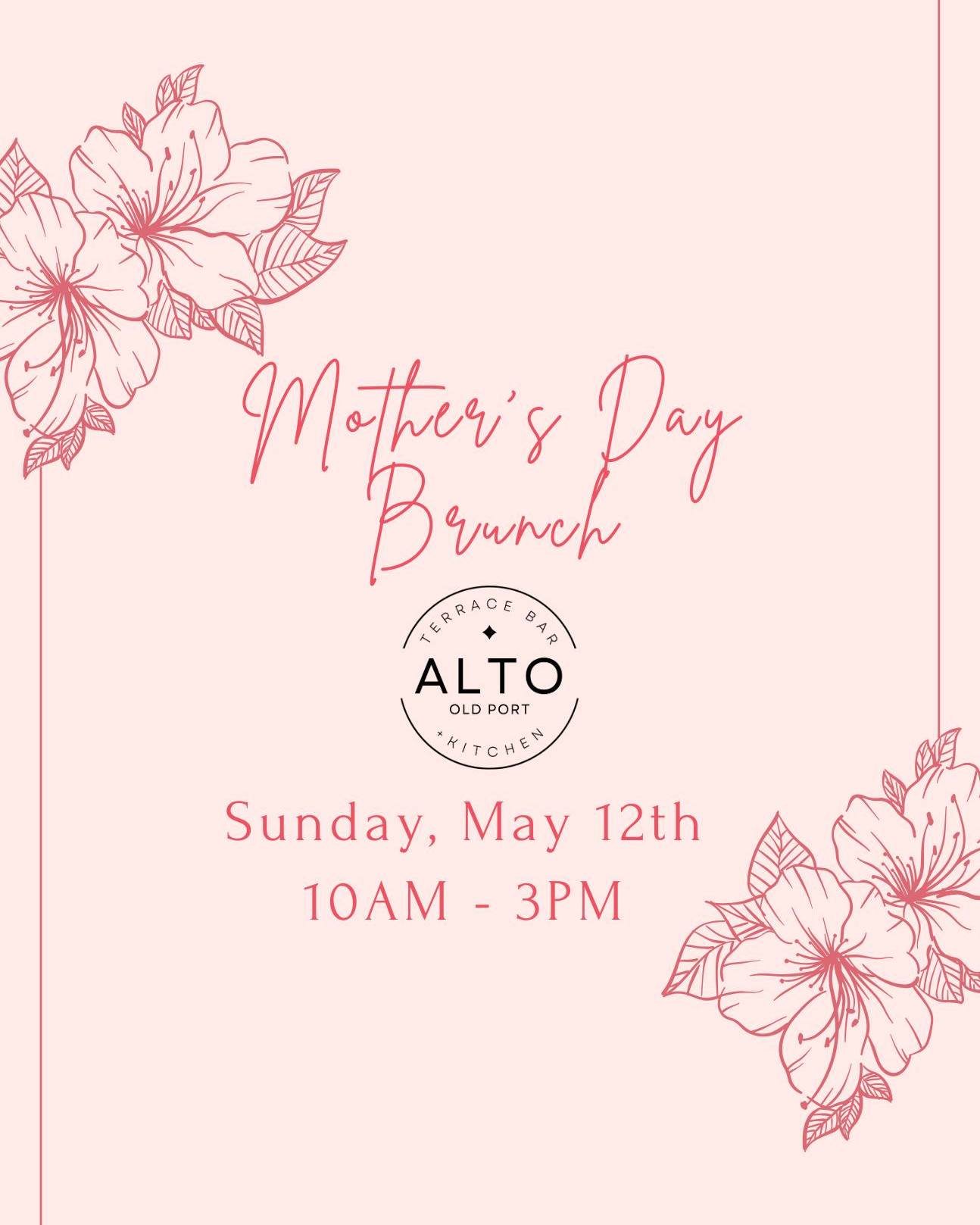 🌸 Treat Mom to an unforgettable Mother's Day Brunch at ALTO Terrace Bar + Kitchen! 🌸

Join us on Sunday, May 12th, as we celebrate the wonderful mothers in our lives with a delightful brunch experience.

Indulge in our exquisite brunch buffet from 