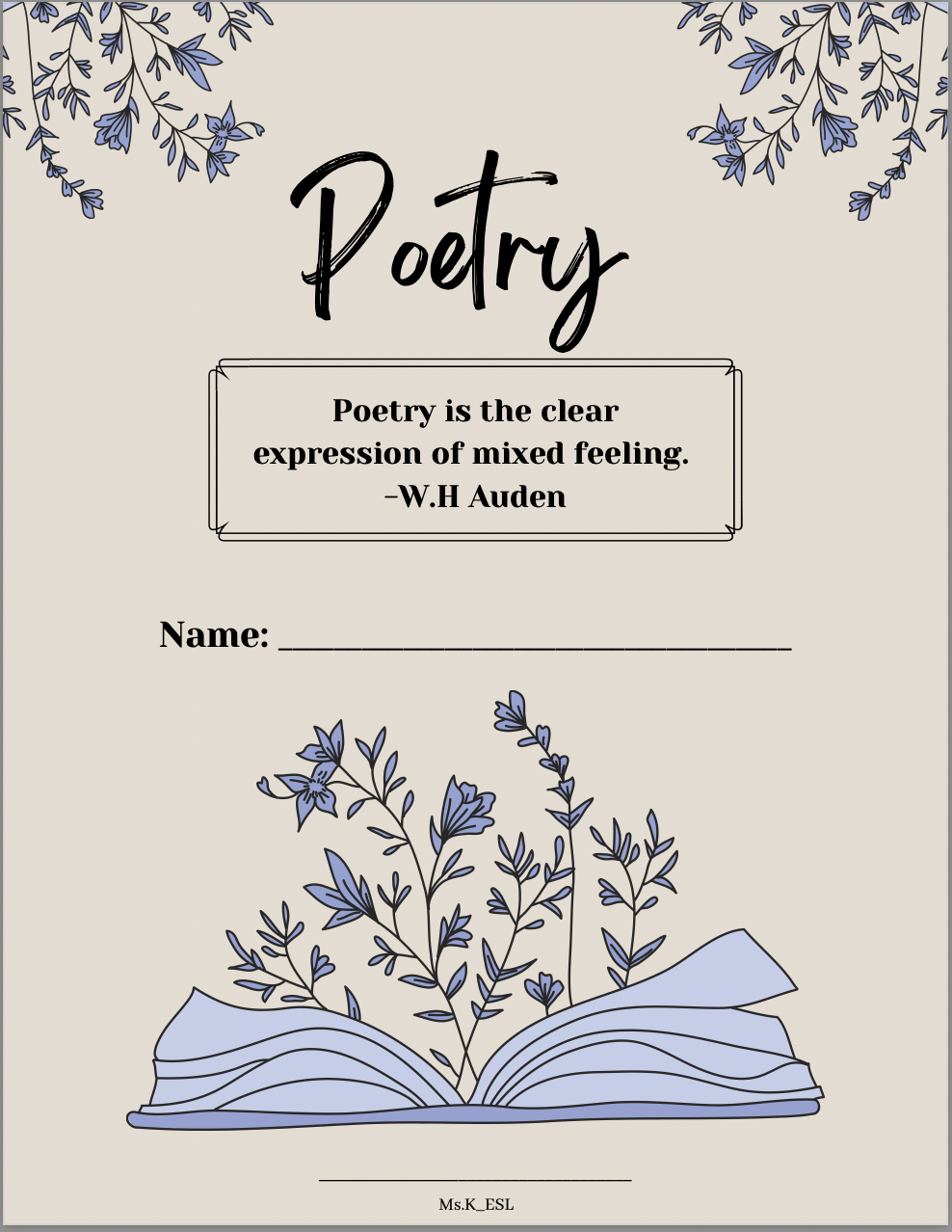 Poetry Unit - Printed Booklet