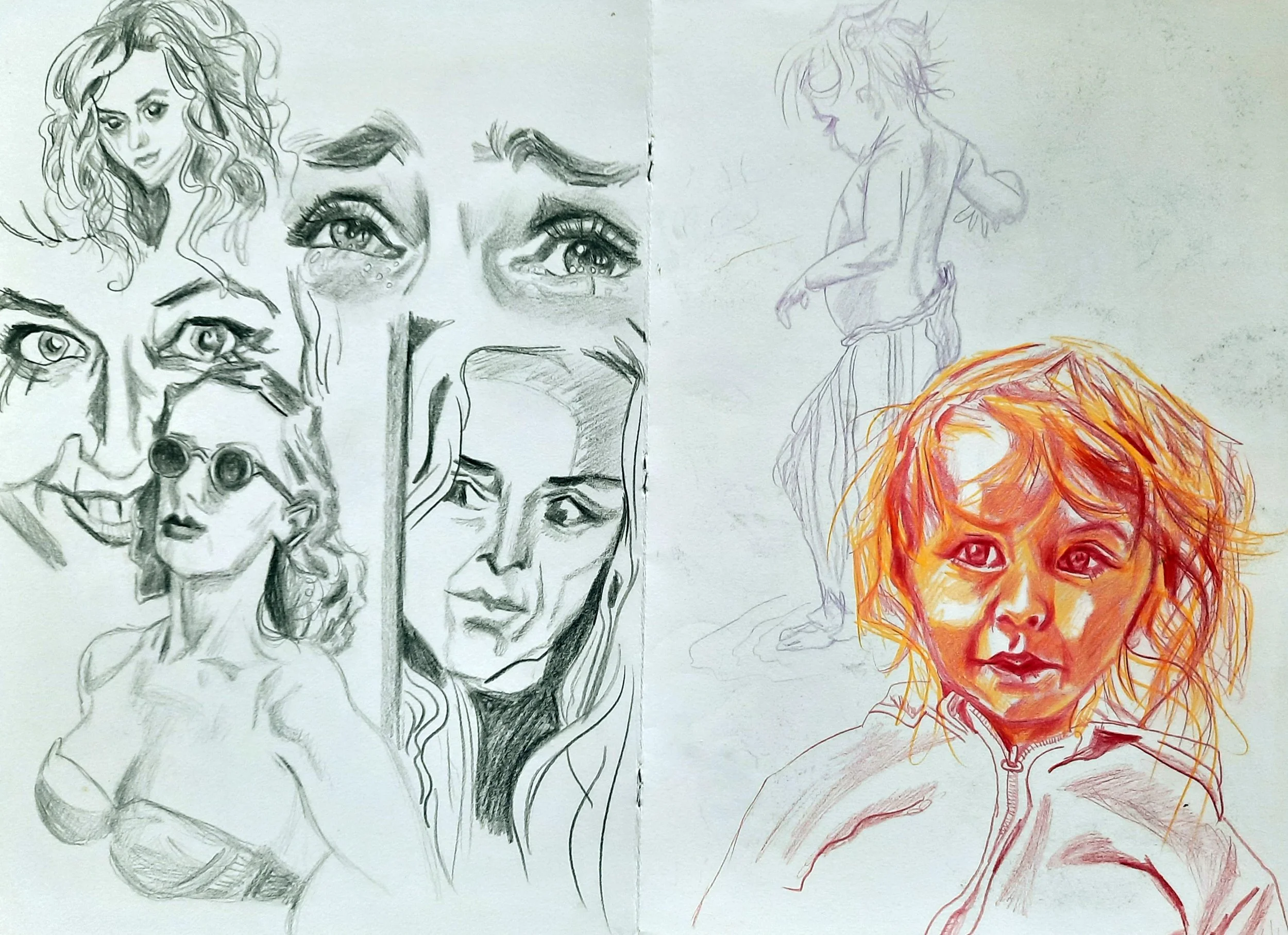 Glances and Moments (Graphite Pencil and Polychromos)
