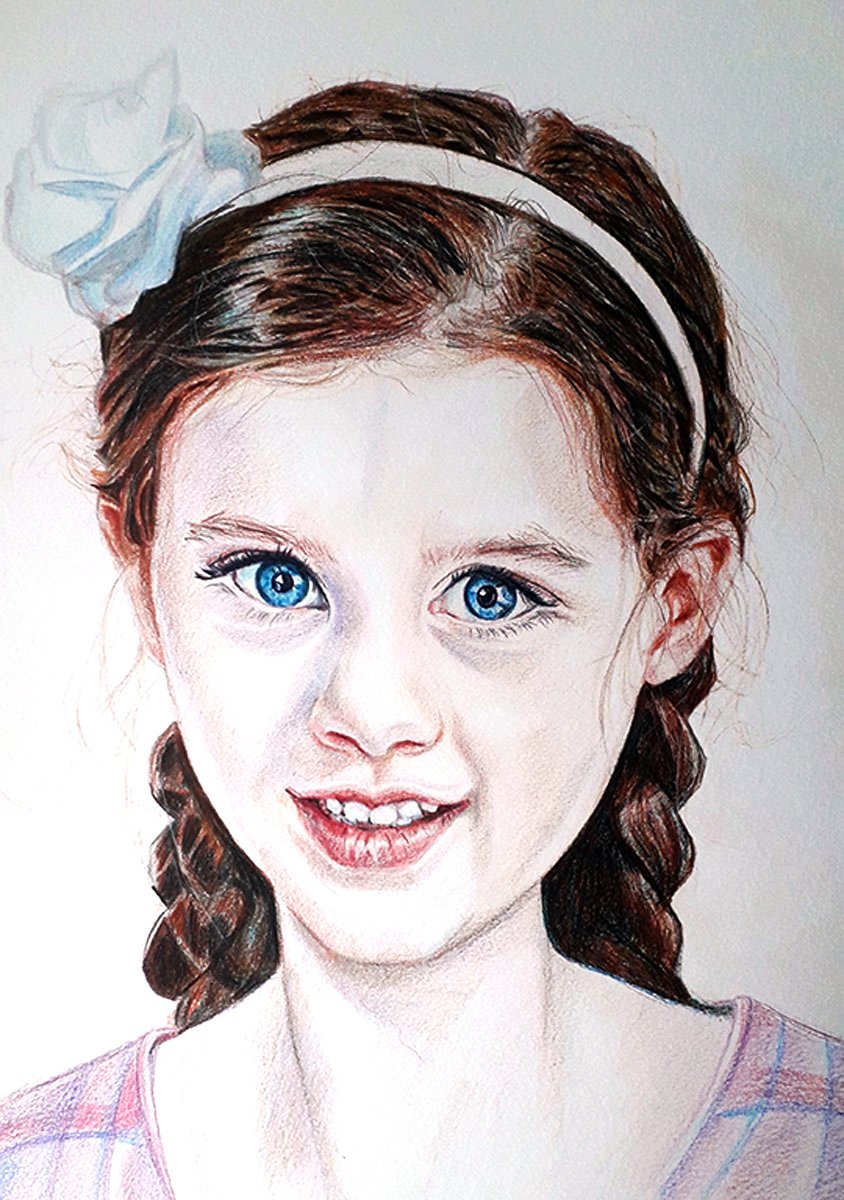 Special Birthday Girl on her Communion Day ( Oil Polychromos)