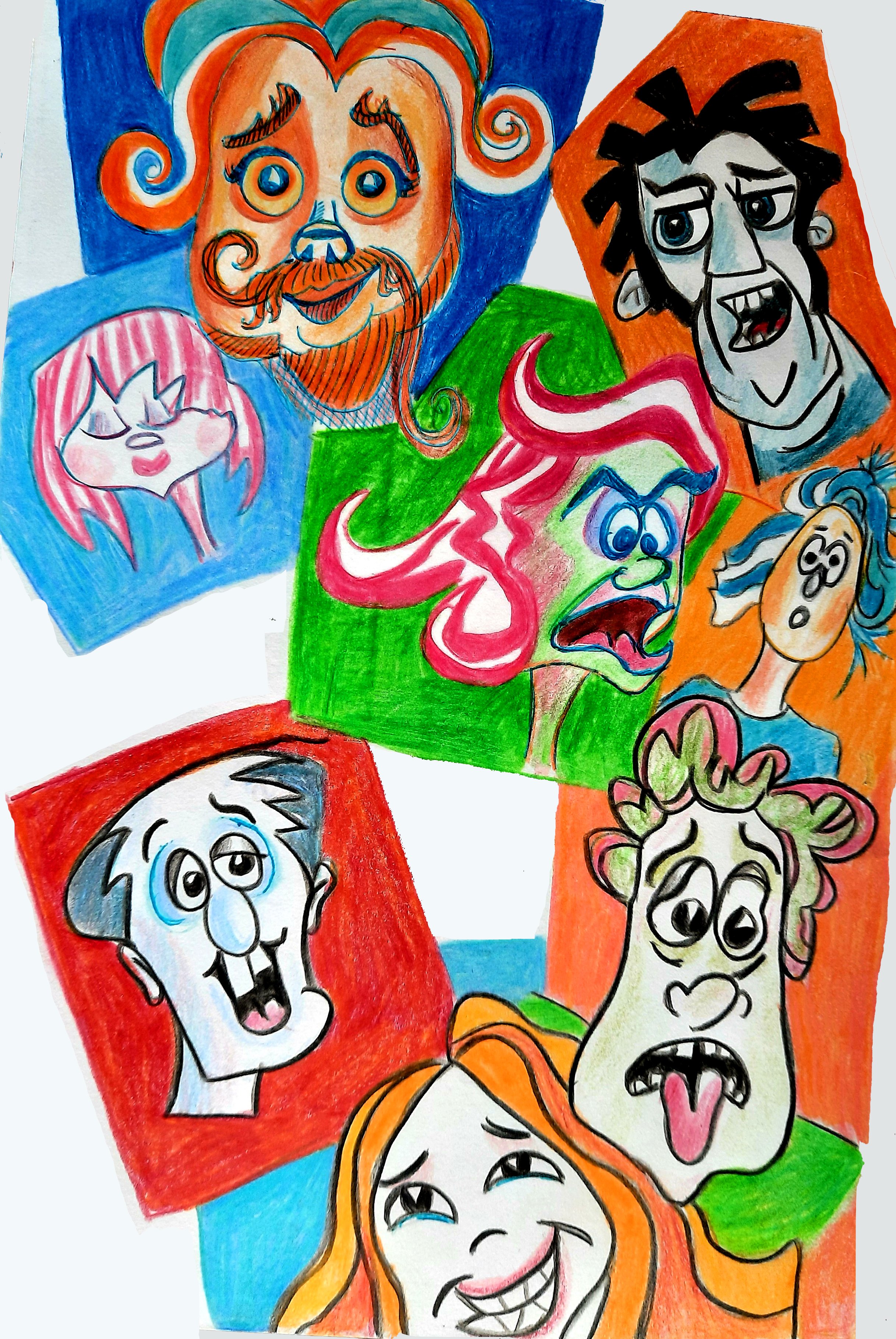 Characters  The Muddlers (Pro Markers, pen and ink and Polychromos)