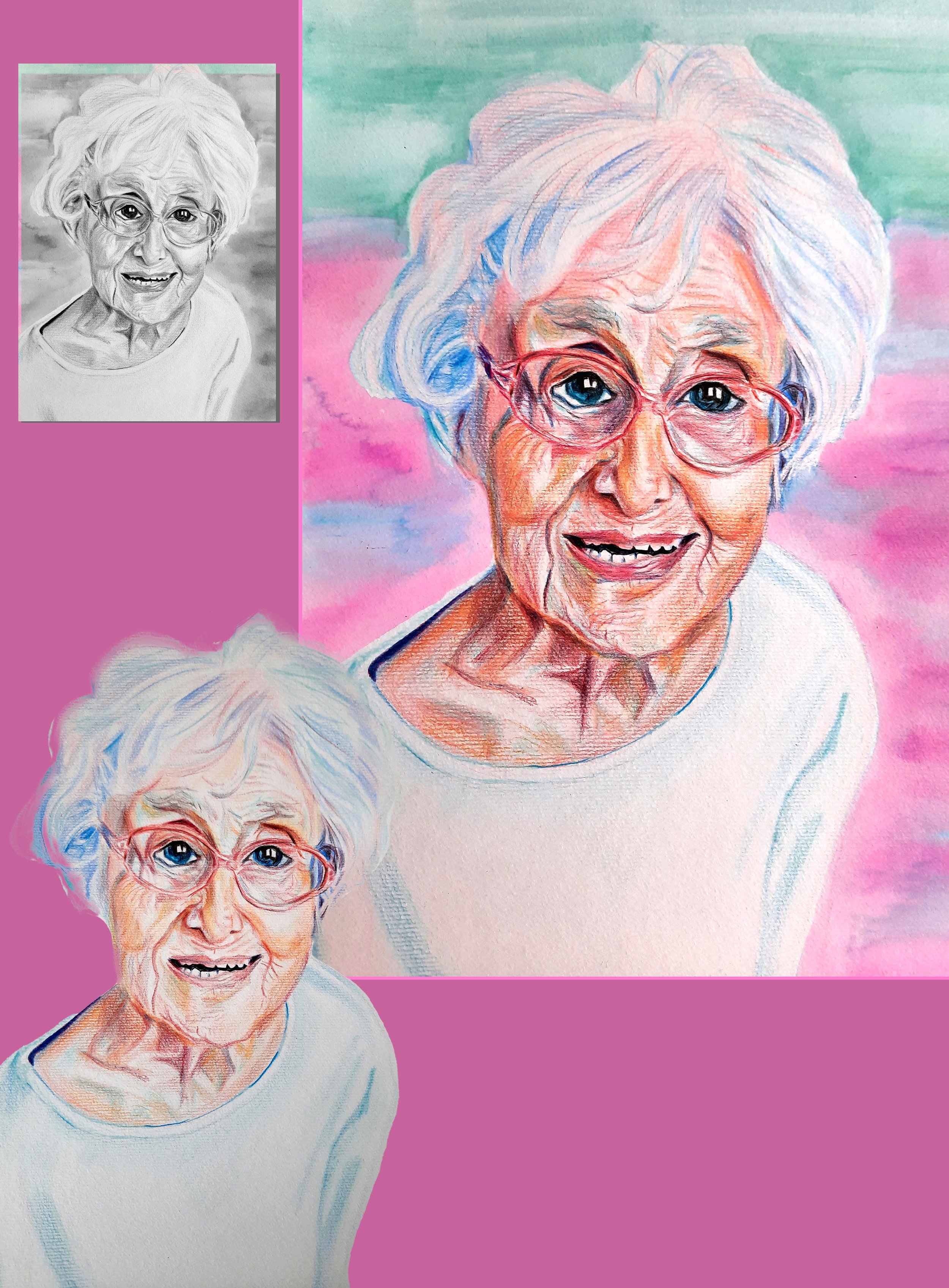 Anna process (Watercolours and Polychromos)