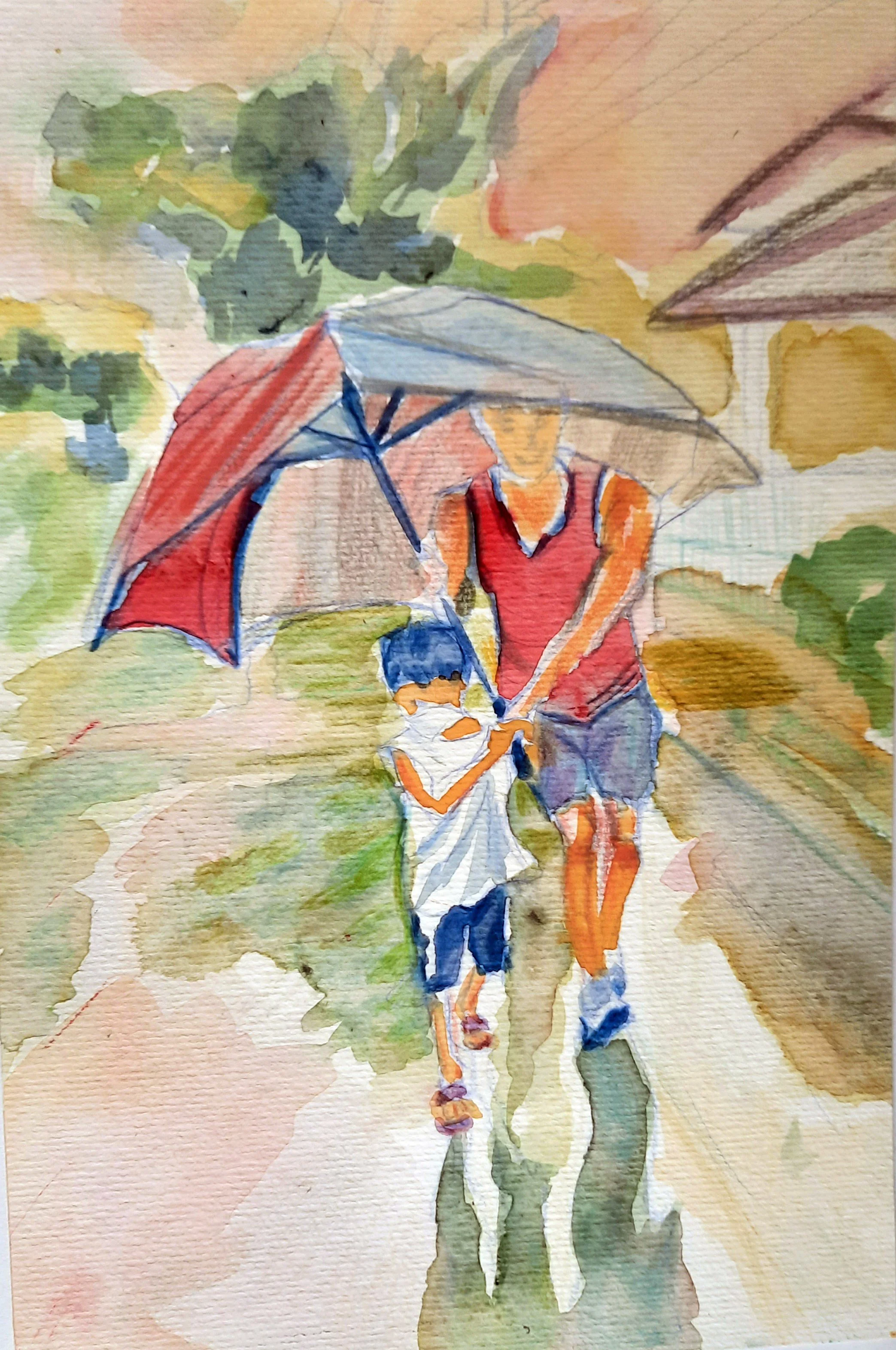 It's Raining It's Pouring  (Watercolour)