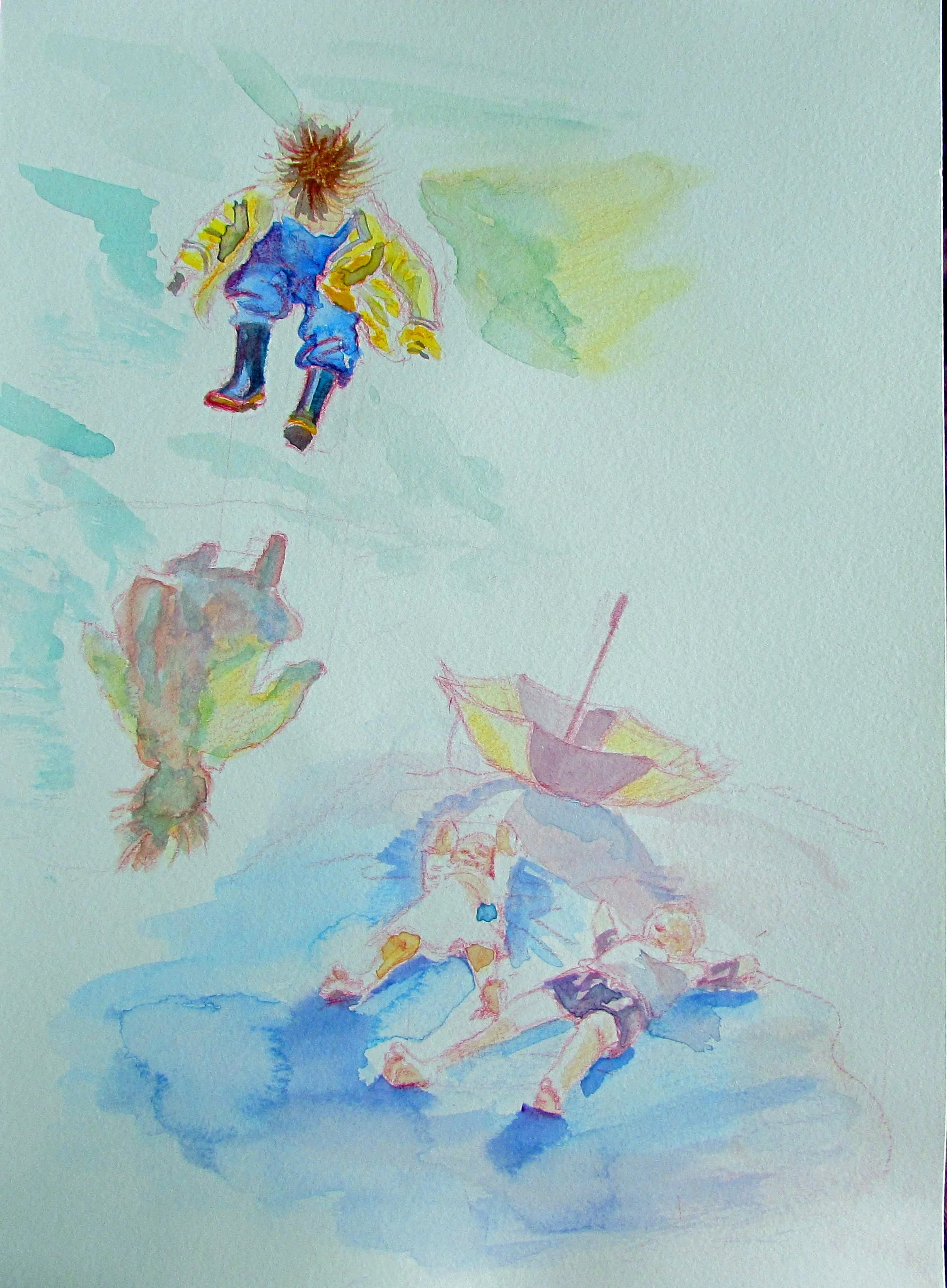 Puddle Fun ( Watercolours and Polychromos)