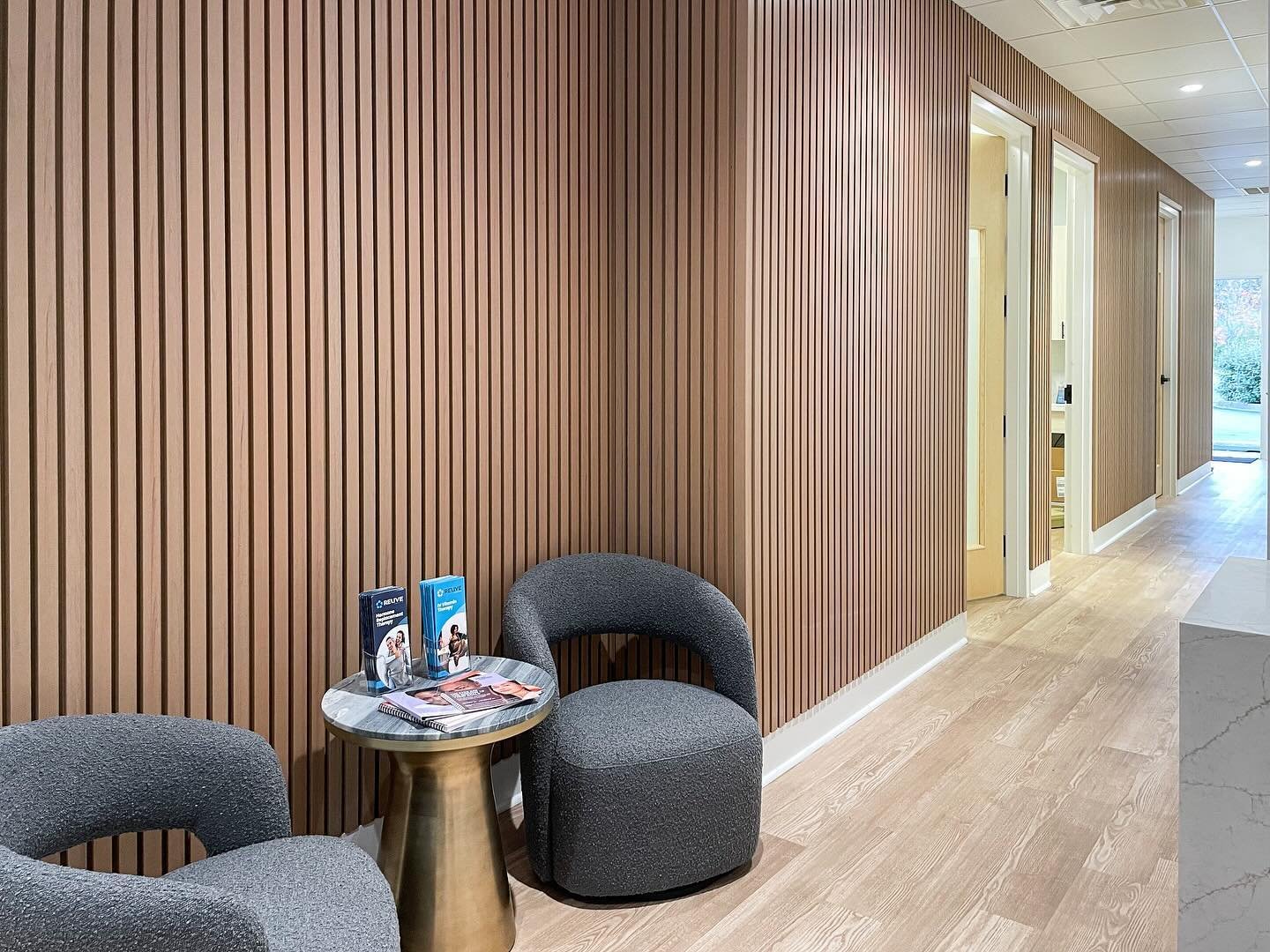 We&rsquo;re proud to have our wood cladding panels featured in numerous medical offices, with this one being among our favorites. Discover how our panels enhance commercial spaces with vibrant life. Explore the full range of colors on our website and