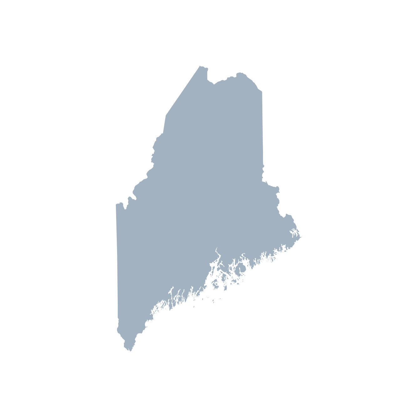 Map of the state of Maine colored in blue.