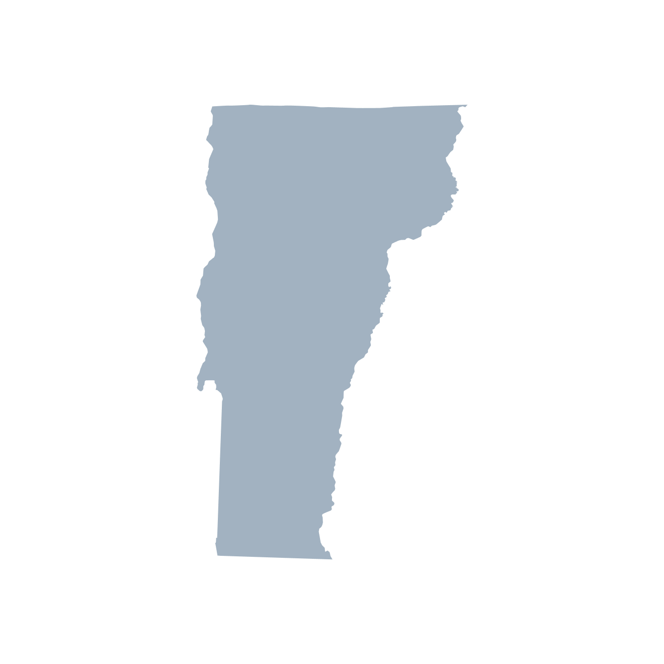 Map of the state of Vermont colored in blue.