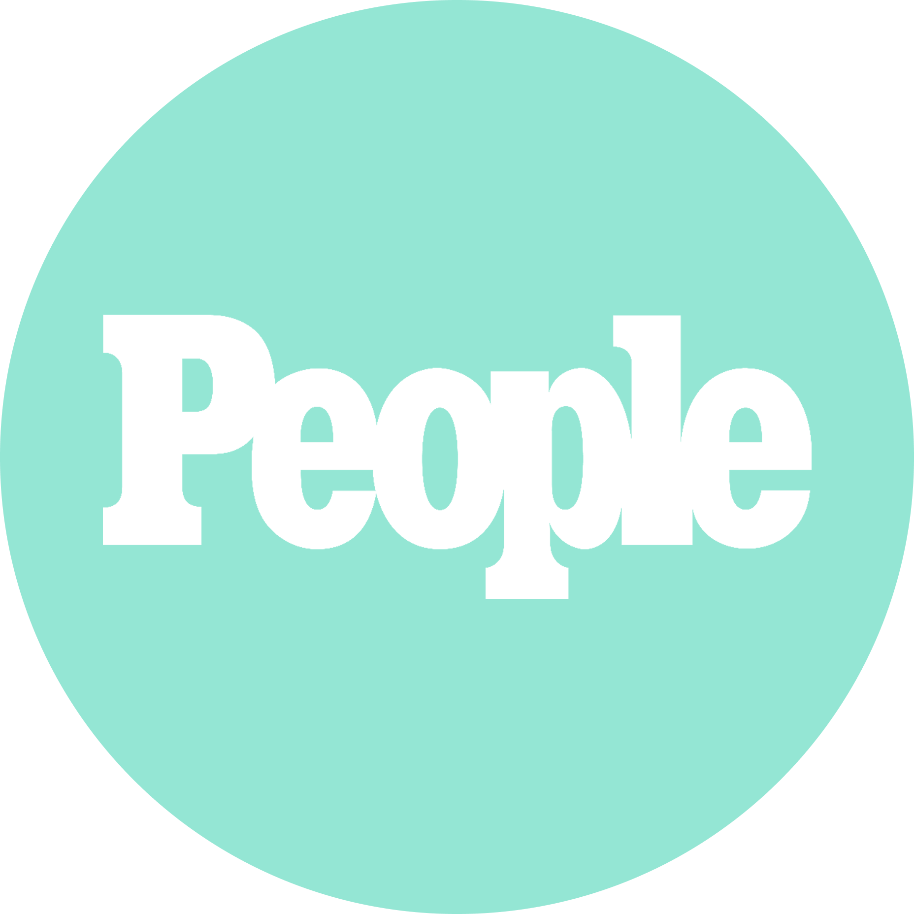 The word "People" written in white bold letters on a light blue circular background.