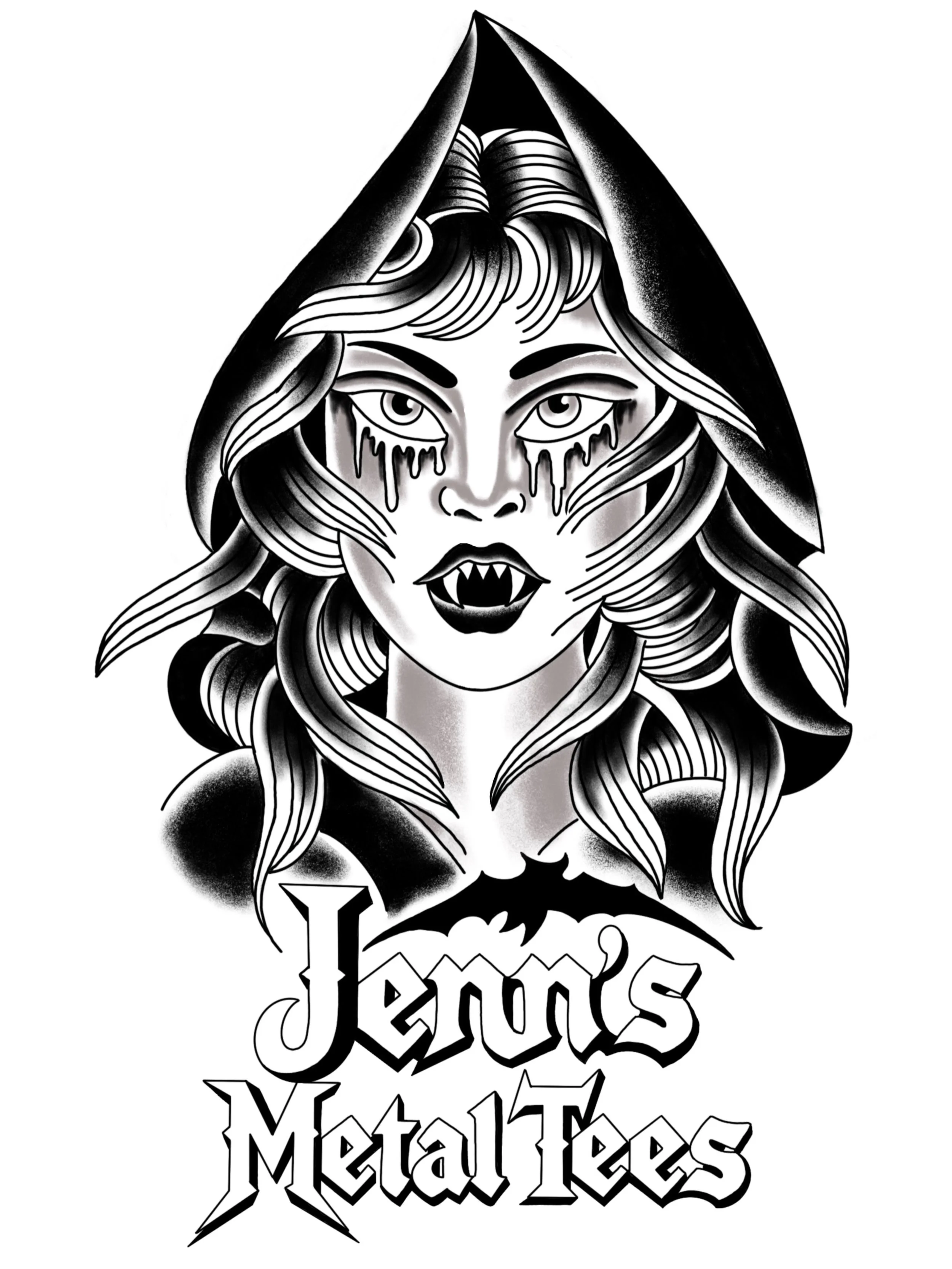 Huge shoutout to @nicholasbergin @godspeed.tattoo for creating @jennsmetaltees new store logo! 🖤🖤🖤